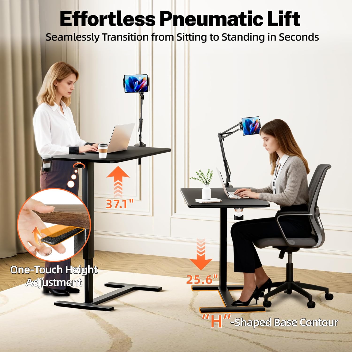 Adjustable Overbed Bedside Table with Wheels(31.2