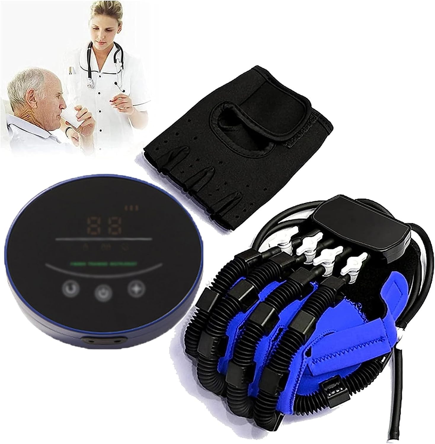 Rehabilitation Robot Gloves, with Single Finger Training and Mirror Mode, Smart Chargeable Finger Training Rehab Orthotics, for hemiplegic Stroke Patients