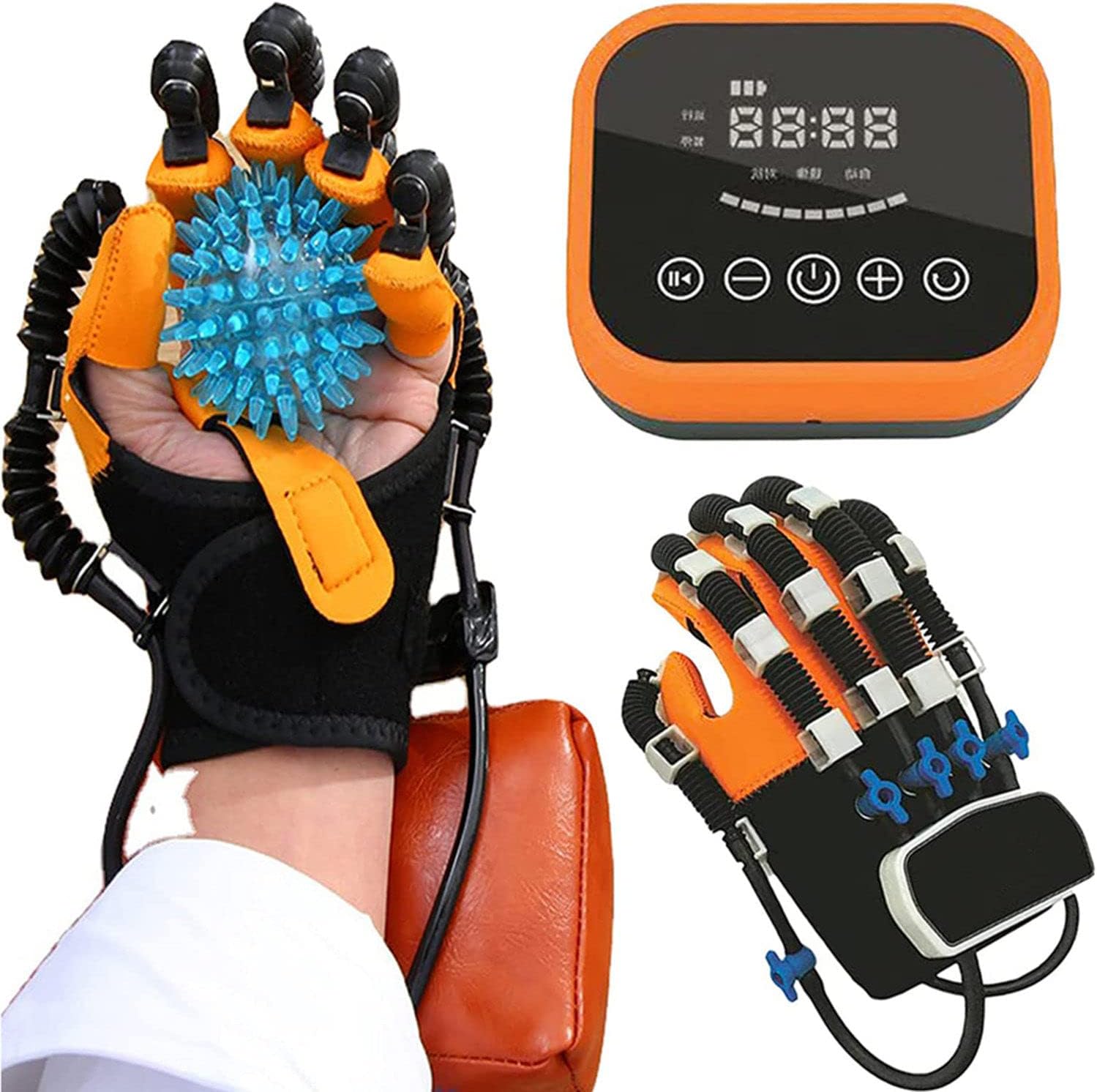 Rehabilitation Robot Gloves,Smart Chargeable Finger Training Rehab Orthotics Rehabilitation Gloves with Single Finger Training and Mirror Mode,for Stroke Hemiplegia Hand Fun (Lefthand XL)