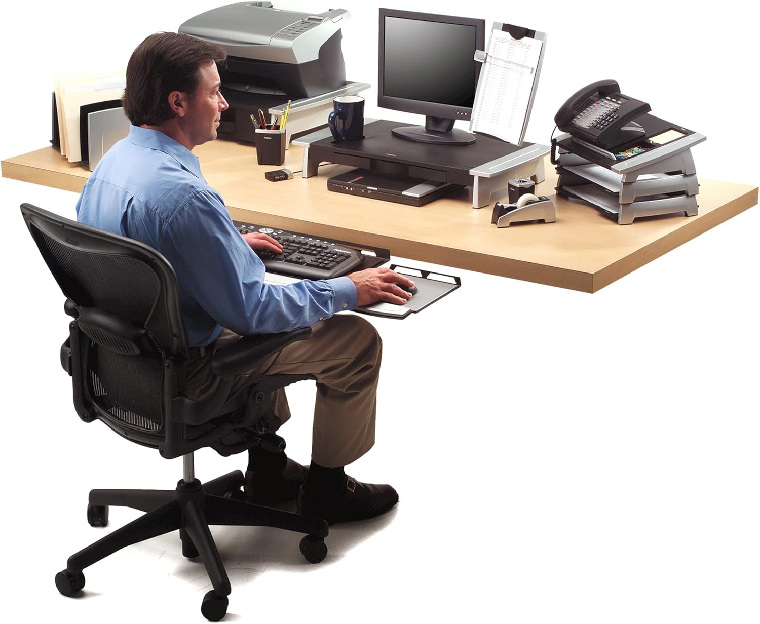 Fellowes Office Suites Adjustable Keyboard Tray (8031301),Black/Silver, 2