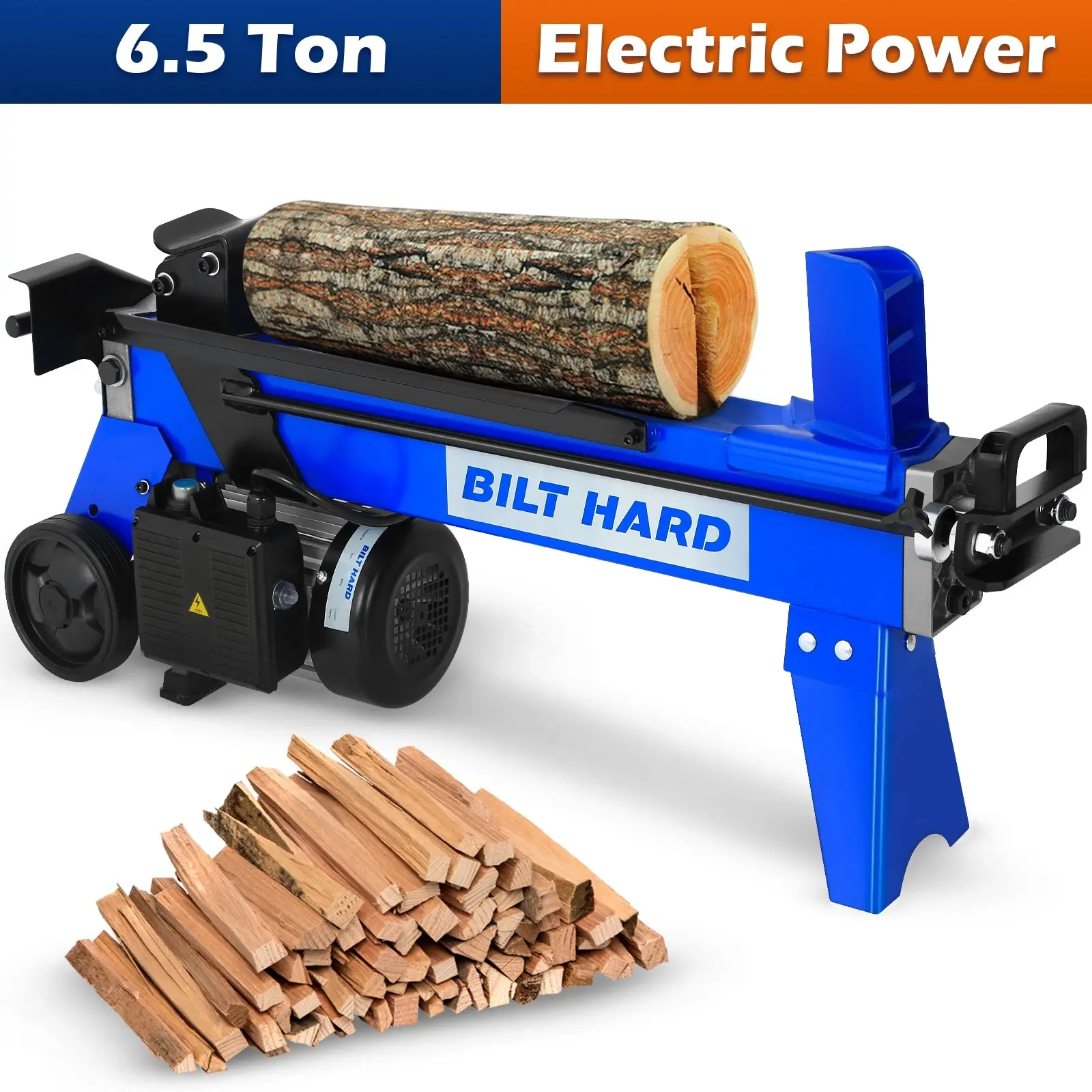 BILT HARD 6.5-Ton Electric Log Splitter – 15Amp Hydraulic Motor, Splits Logs up to 20.5