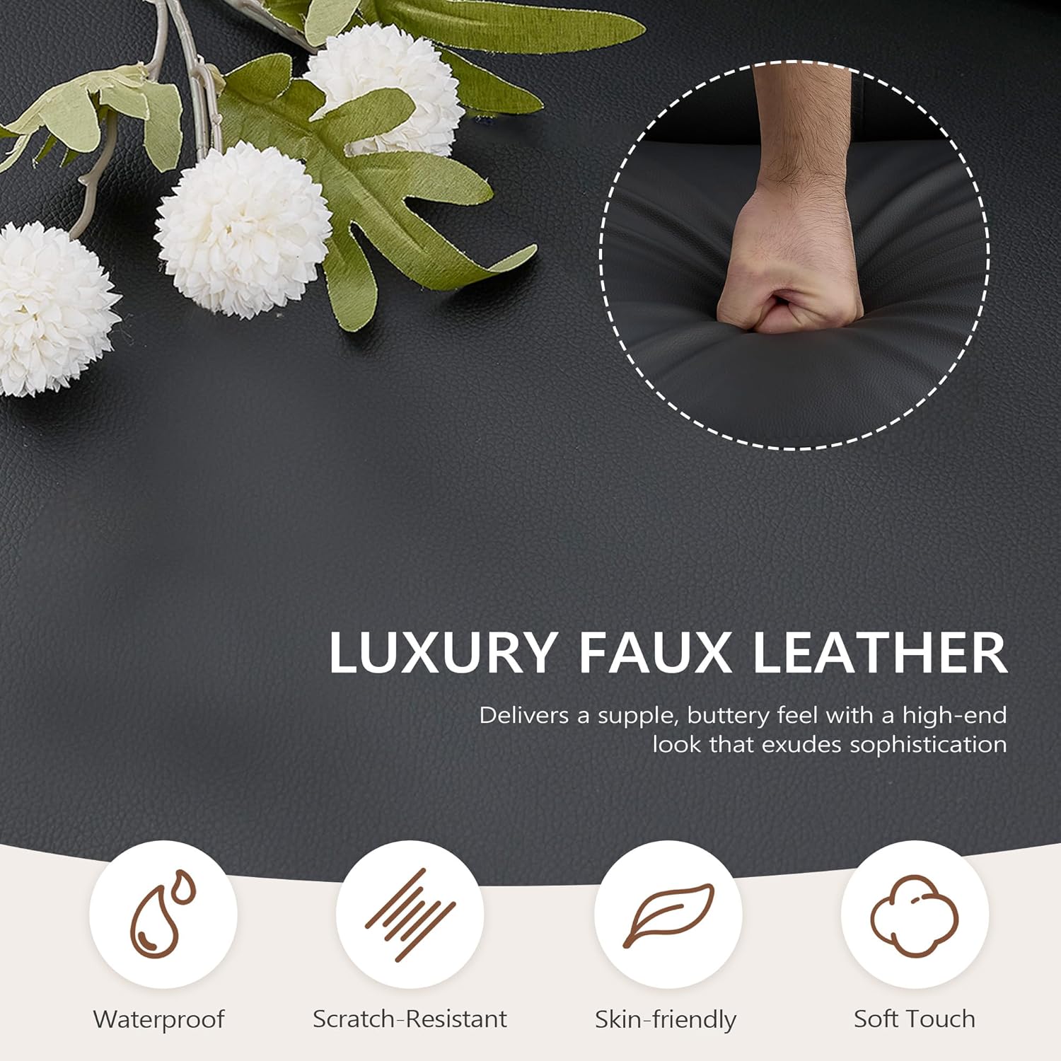 JIASTING Accent Chairs Set of 2, Black Leather Chairs with Solid Wood Frame, Tufted Small Mid-Century Modern Wooden Arm Chair, Comfy Office Reading Armchair for Living Room, Bedroom (2)