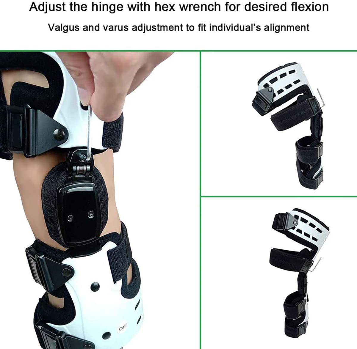 Knee Brace, Hinged Knee Brace with Strap, Post Op Patella Injury Immobilizer Support, Adjustable Full Leg Stabilizer for, Sports Injuries(