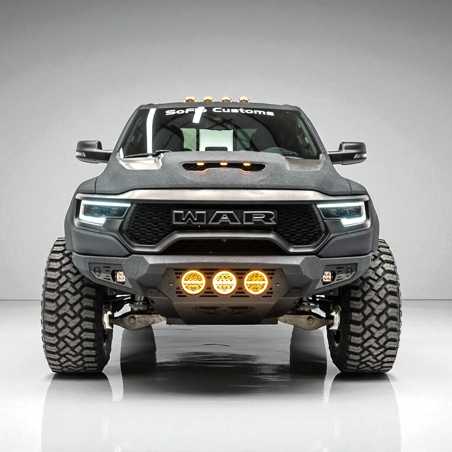 RAM TRX Baja Front Bumper w/ 3 Center Lights & Skid Plate 2021-2024