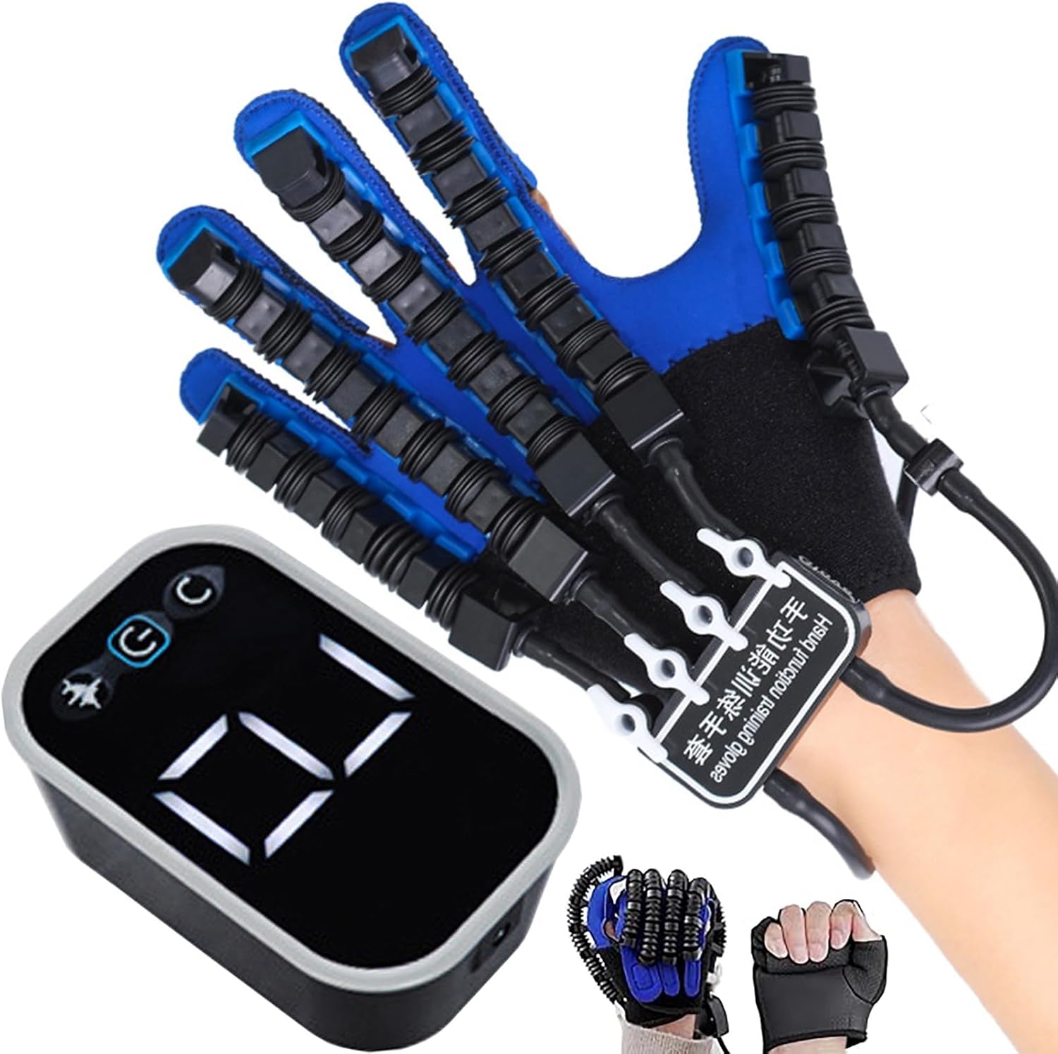 Hand Rehabilitation Robot Gloves, Stroke Therapy Equipment Hand Splint Finger Orthosis, HD LED Large Screen, Adjustable Strength, Five-Finger Training
