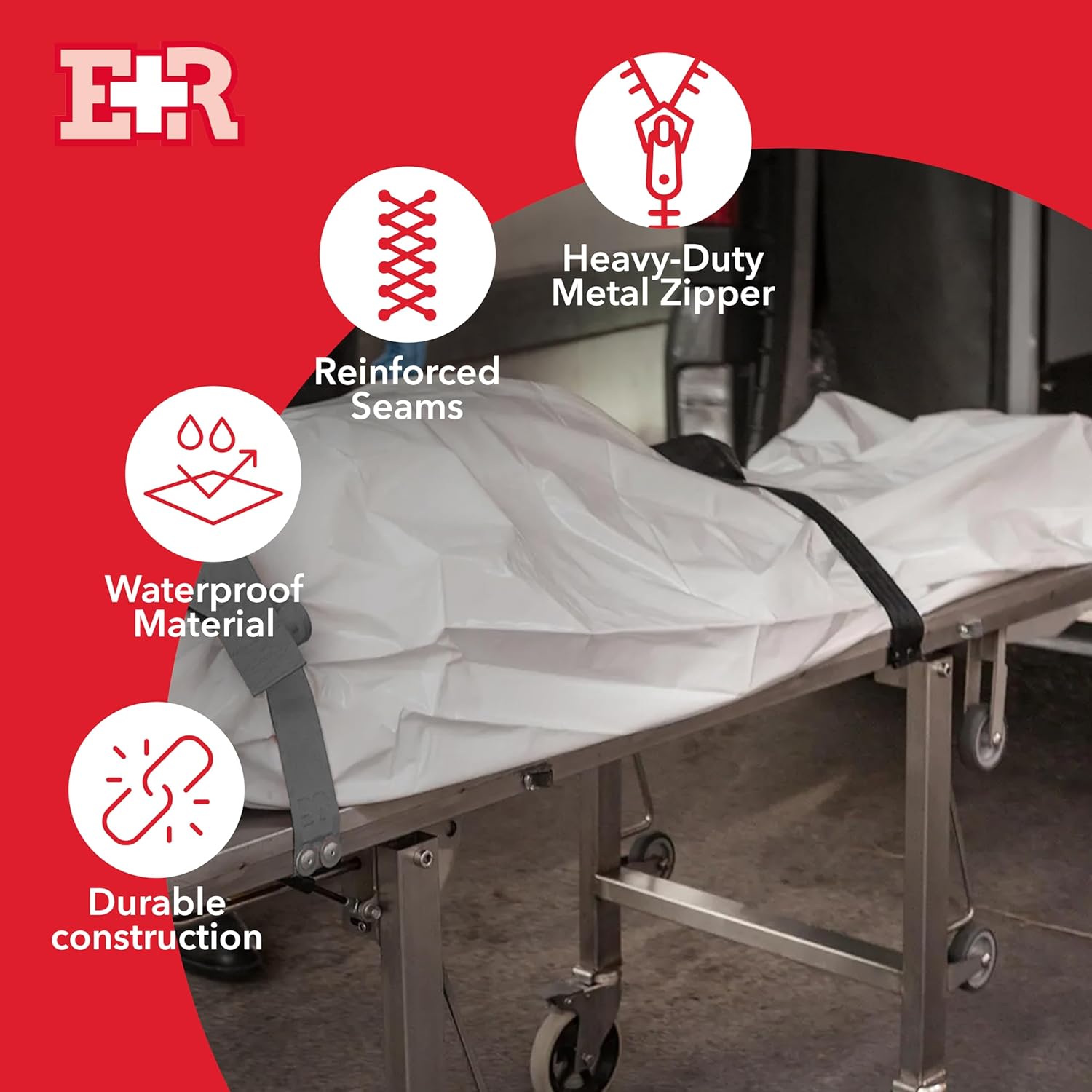 PVC Cadaver Body Bags 12-Pack with Metal Zipper – White, 36