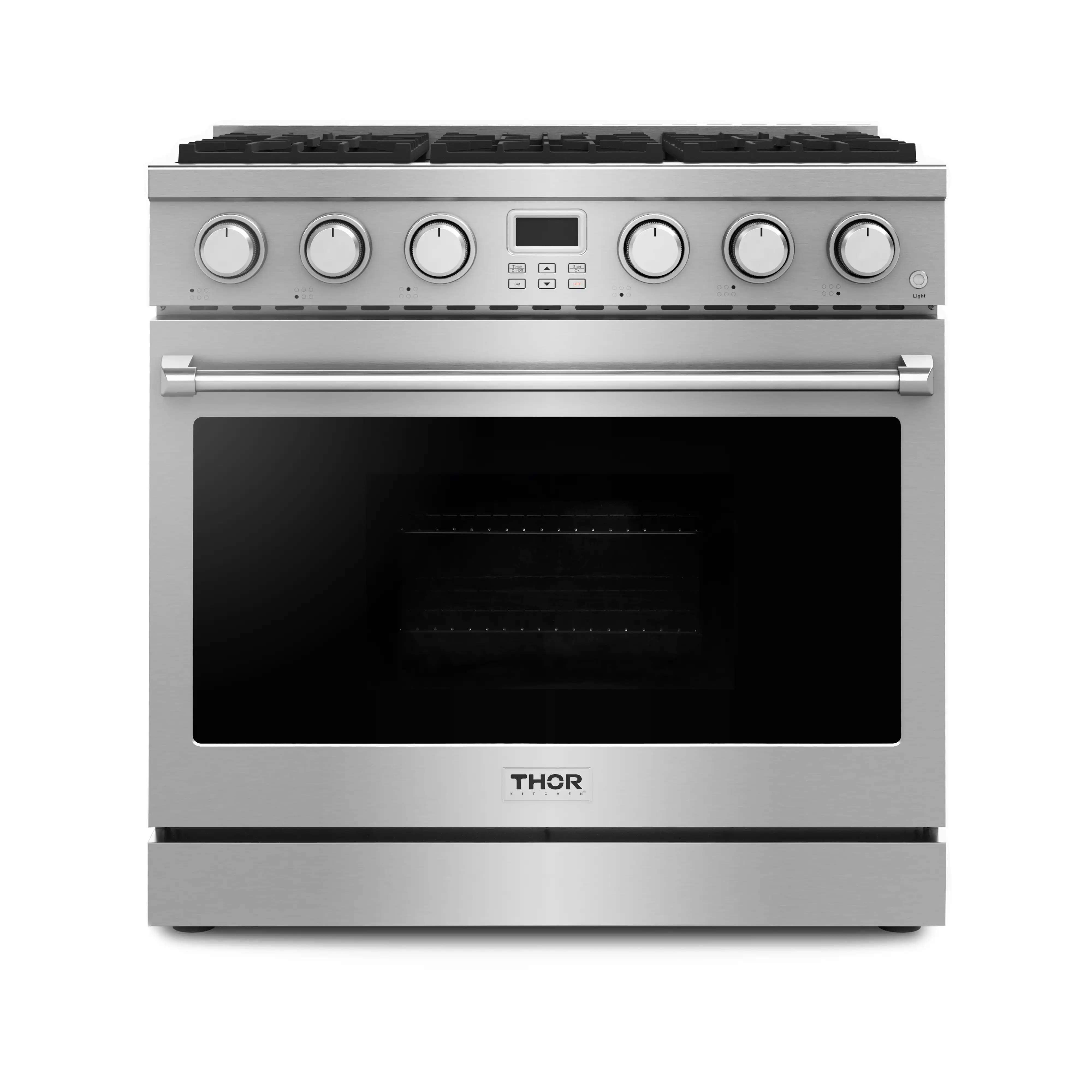 Thor Kitchen 36-Inch Natural Gas Range with 6 Burners, 6.0 cu. ft. Convection Oven in Stainless Steel (ARG36)
