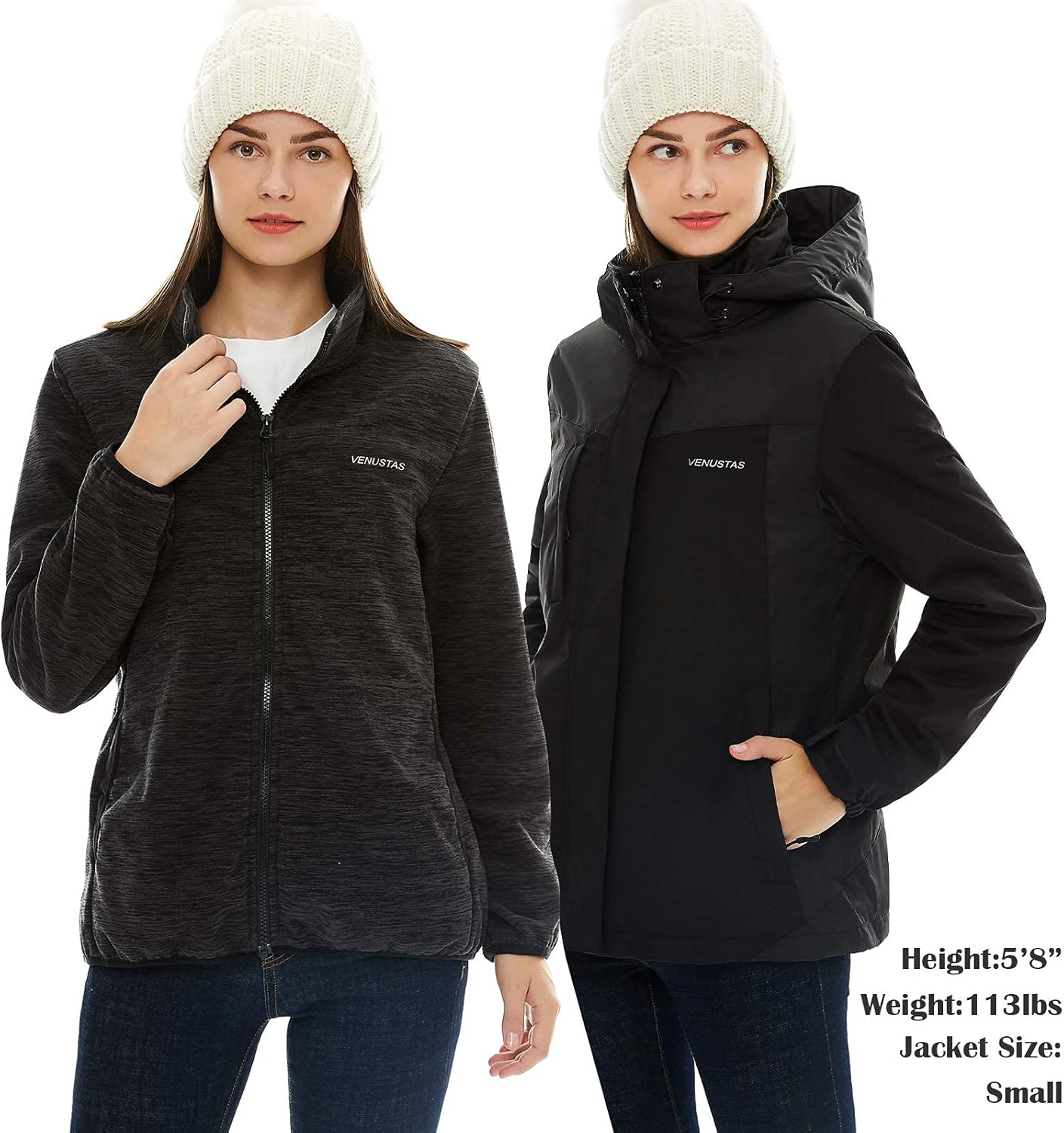 Venustas Women’s 3-in-1 Heated Jacket with Battery, Waterproof Skiing Jacket with Hood