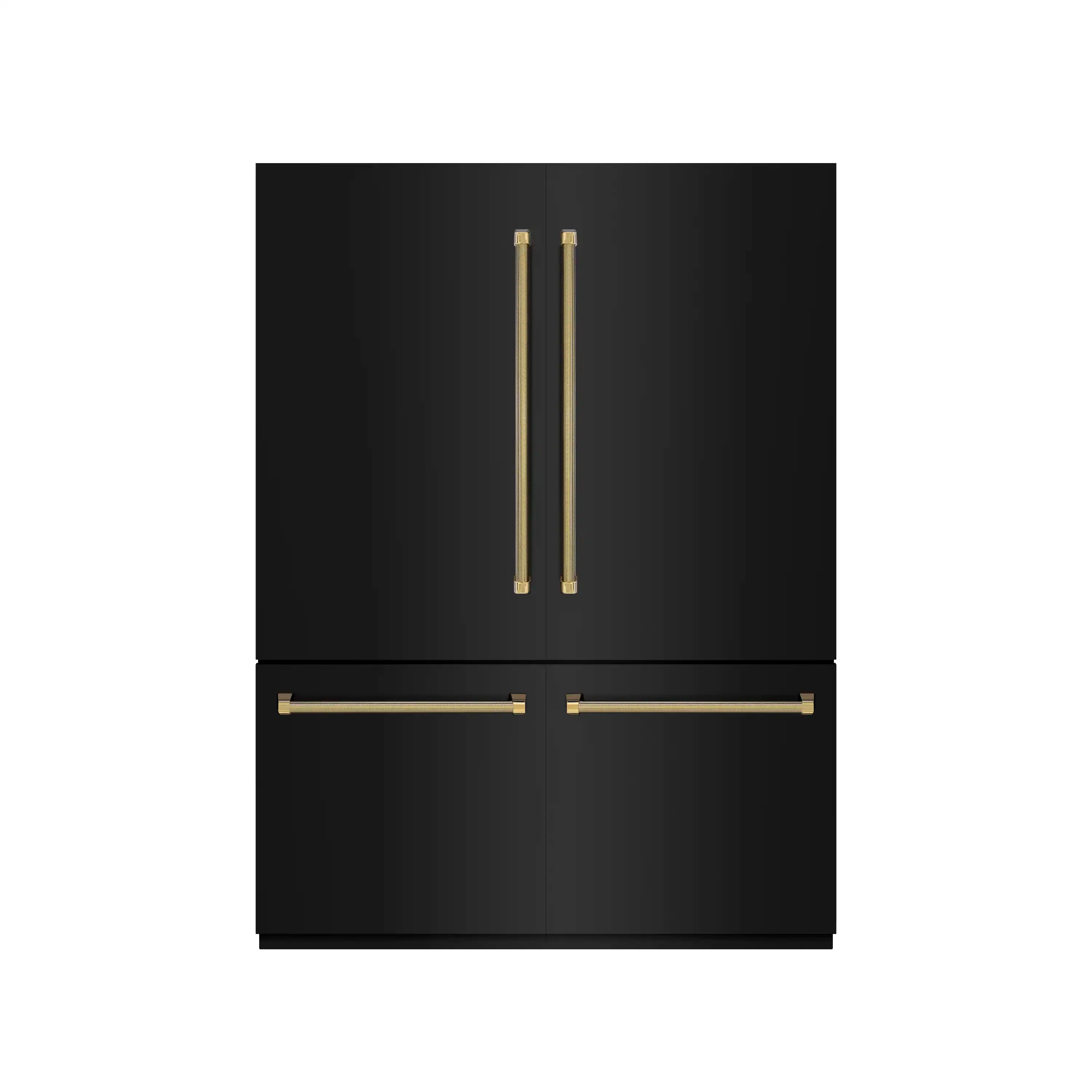 ZLINE Autograph 60-Inch Black Stainless Steel Built-In Refrigerator w/ Gray Interior and Gold Helix Handles (GRBIVZ-BS60KG)