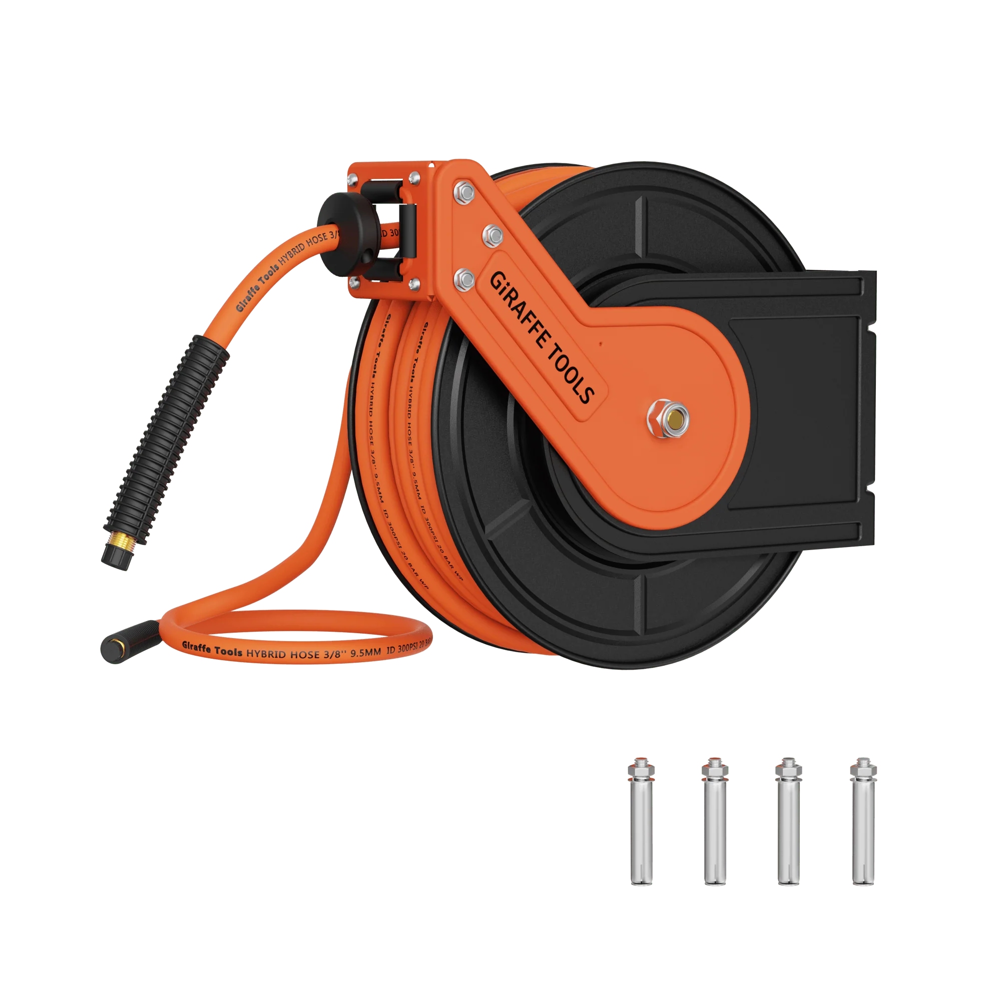 Giraffe Tools 3/8-Inch, 25 Ft. - 50 Ft. Retractable Air Hose Reel with Alloy Steel Reel