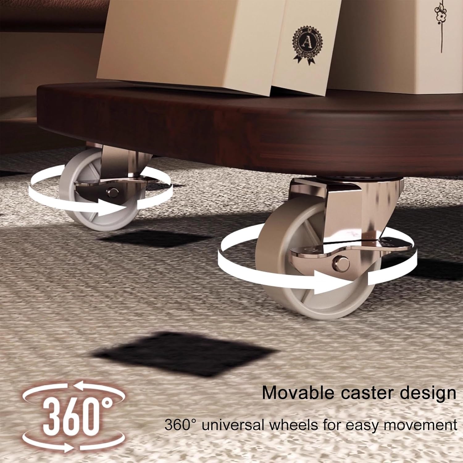 PAKMEZ Overbed Bedside Table with Hidden Casters, Computer Cart, Side Workstation, 3 Layers Standing Desk, Ergonomic Overbed, for Bedroom on Hospital Home Use