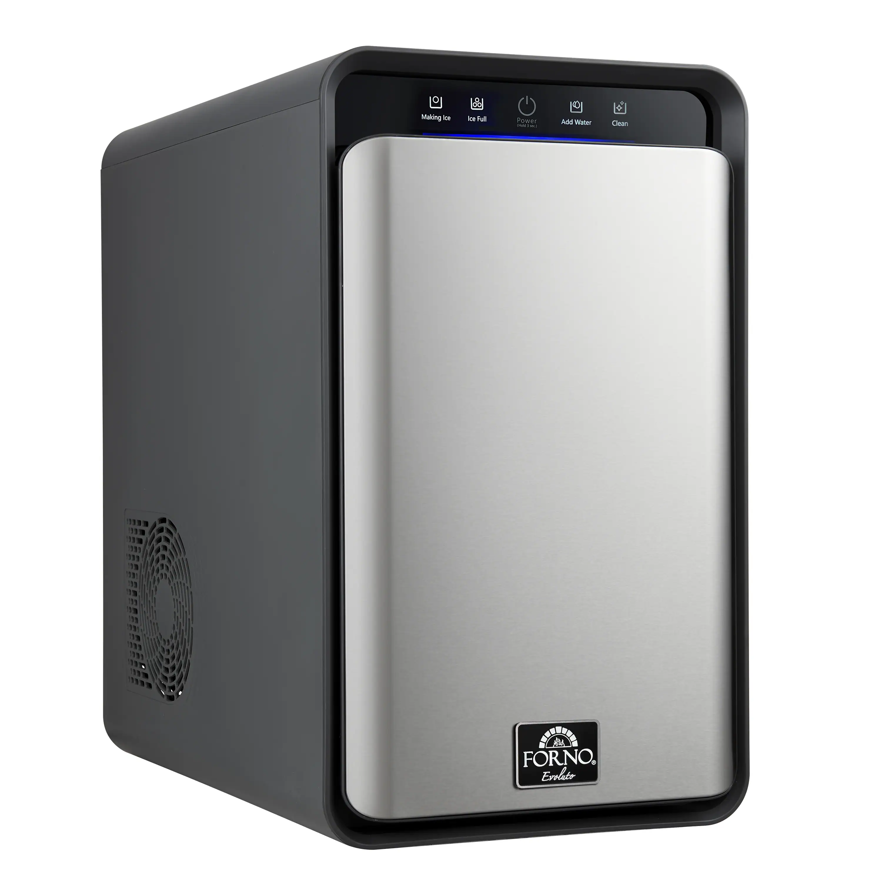 Forno Sferico 11-Inch Ice Maker in Silver with 32 Clear 2-Inch Slow-Melting Spheres Daily, Stores More Than 10 Balls (FIMFS7352-11S)