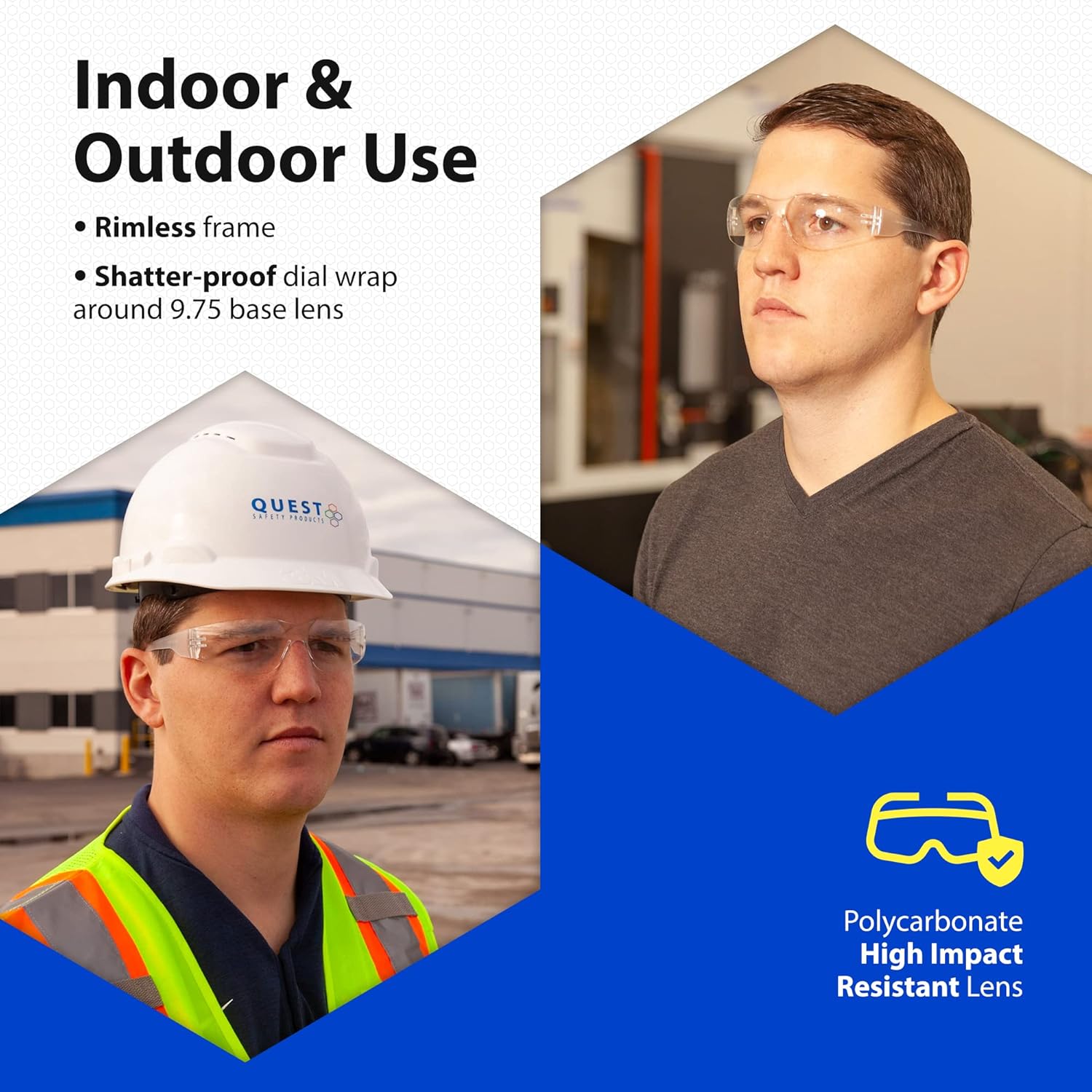 Quest Safety Products - Anti Fog Safety Glasses - Protective Eyewear - Polycarbonate High Impact Resistant Lens | Pack of 5