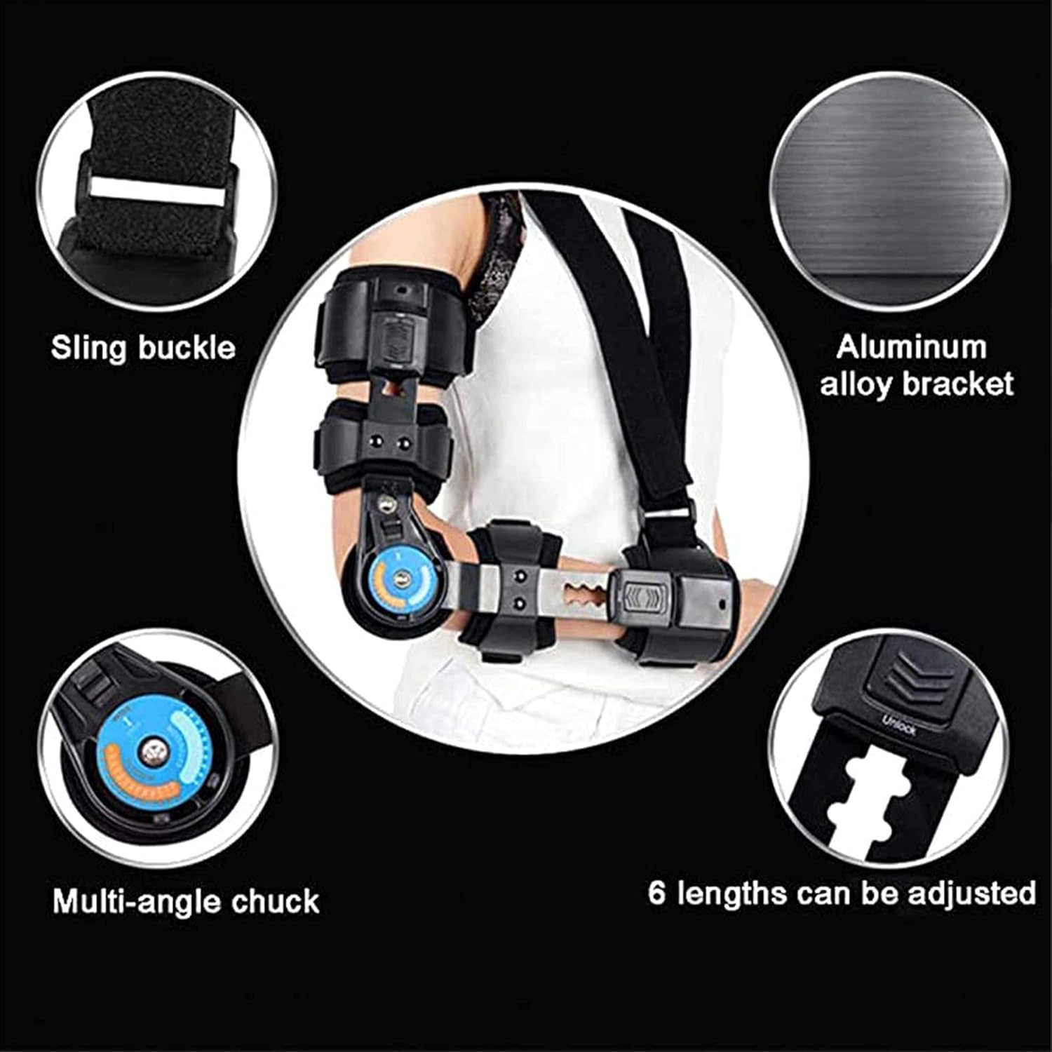 Hinged Elbow Brace Cubital Tunnel Syndrome Elbow Brace Hyperextended Elbow Olecranon Bursitis ​Prevention ​Injury Recovery Support ​After Surgery Adjustable Post Op Elbow Brace,Left