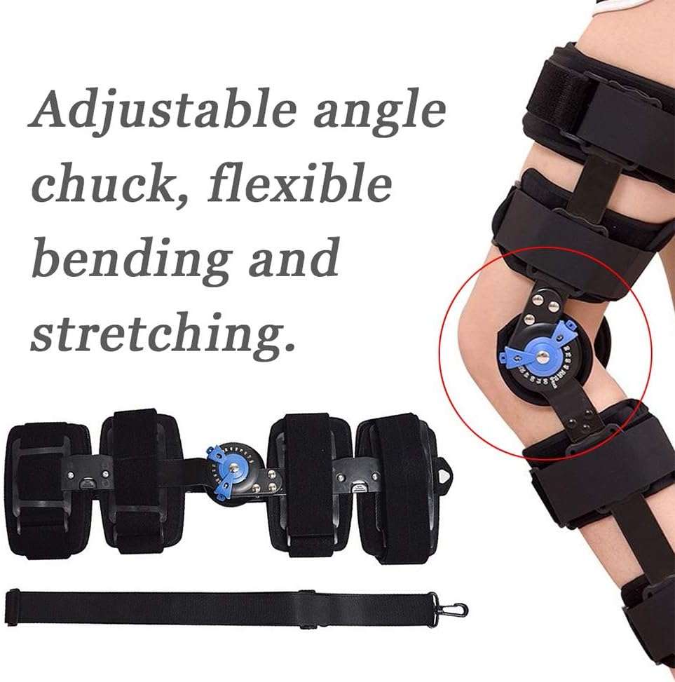 Adjustable Hinged Knee Brace with Strap, Knee Immobilizer Brace Support Orthopedic Leg - Post Op Hinged - Adjustable Hinged Knee Brace/S (M