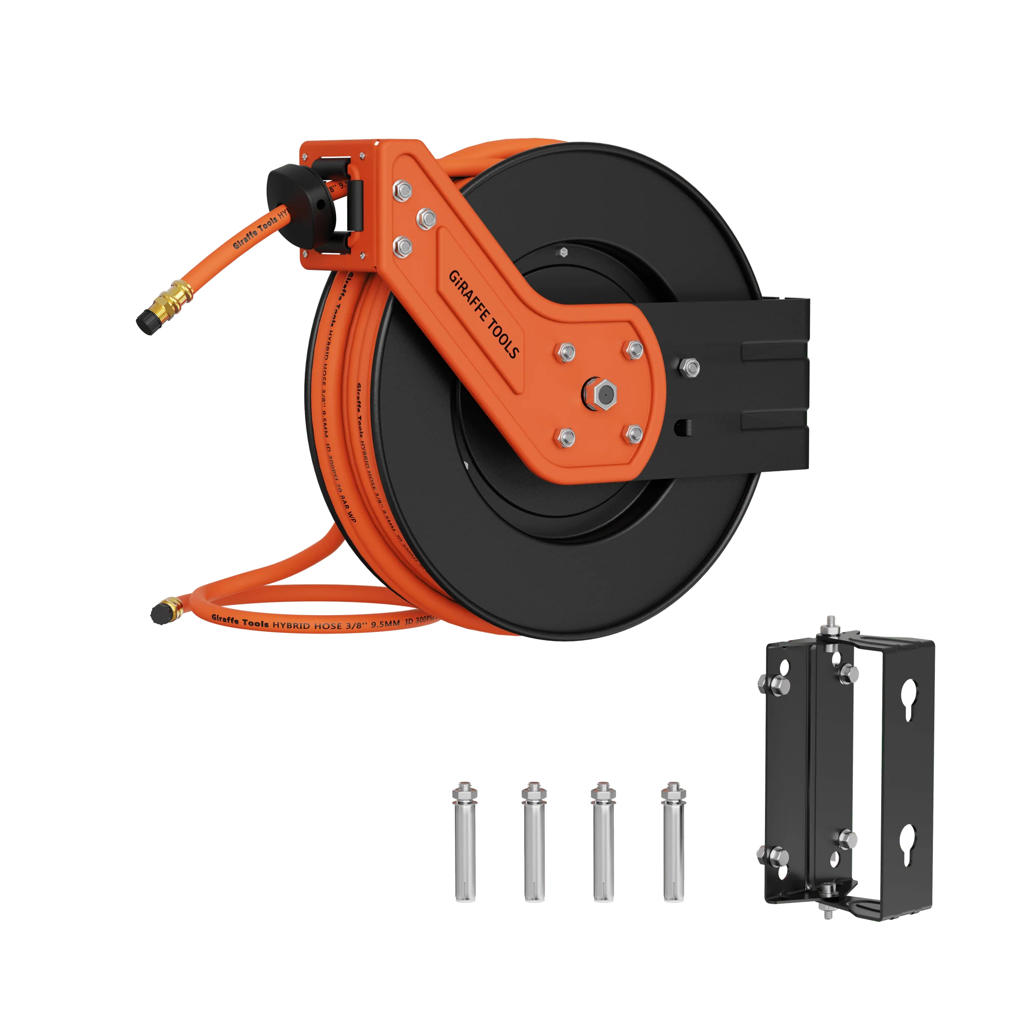 Giraffe Tools 3/8-Inch, 25 Ft. - 50 Ft. Retractable Air Hose Reel with Alloy Steel Reel