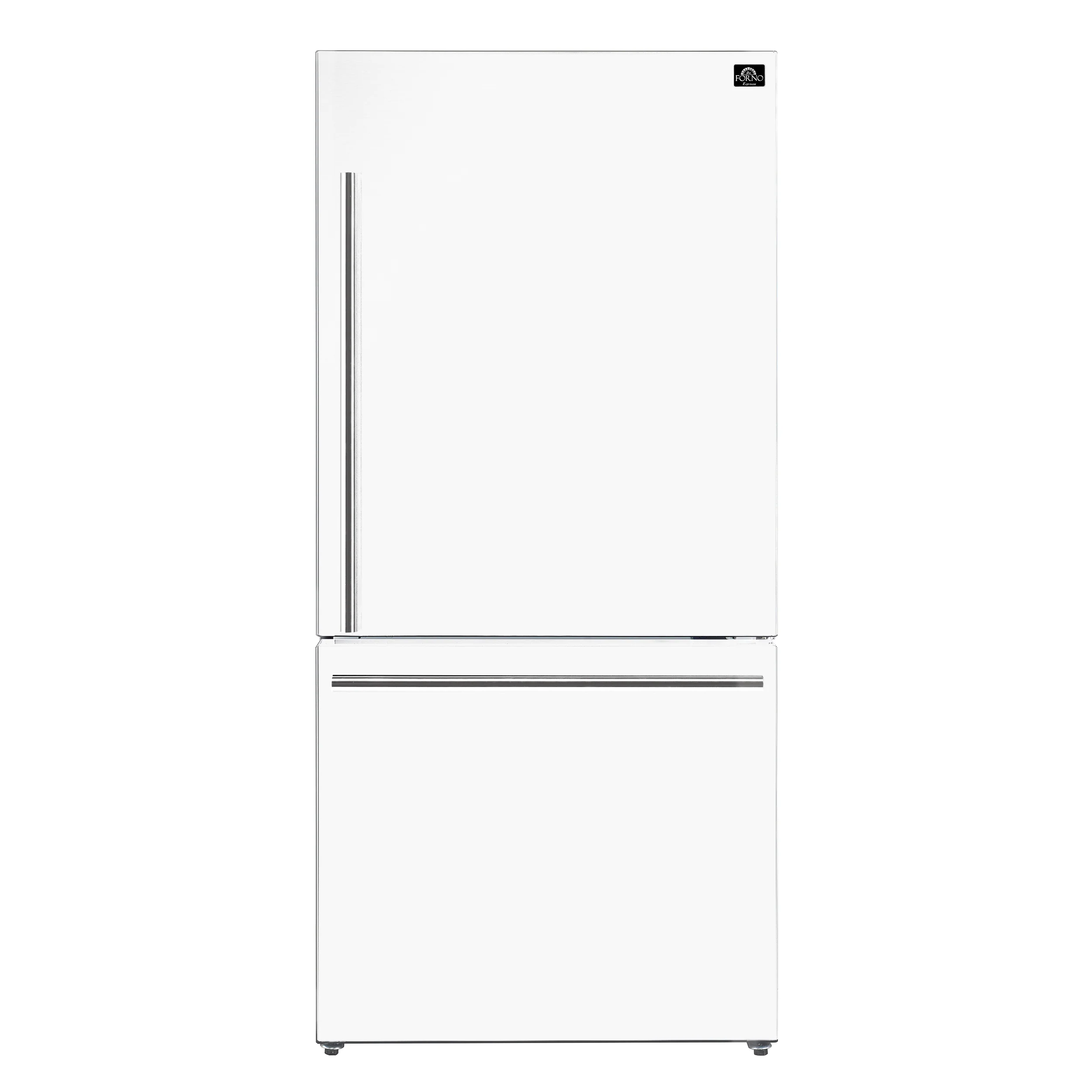 Forno Milano Espresso 31-Inch 17.2 cu. ft. Refrigerator and Bottom Freezer in White with Stainless Steel Handles, Right Hinge (FFFFD1785-31WHT)