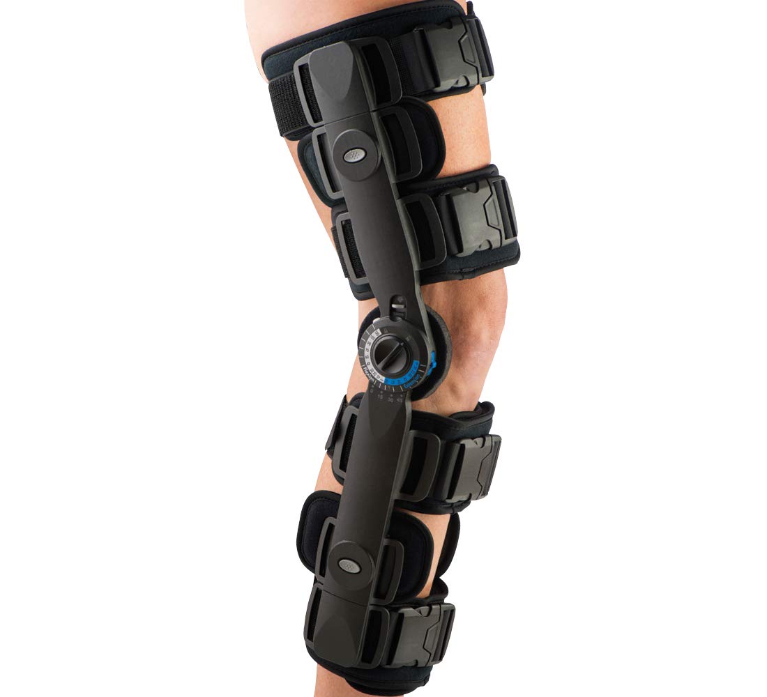 United Ortho Post Op Range of Motion Knee Brace with Cool Pads, Extra Large, Black