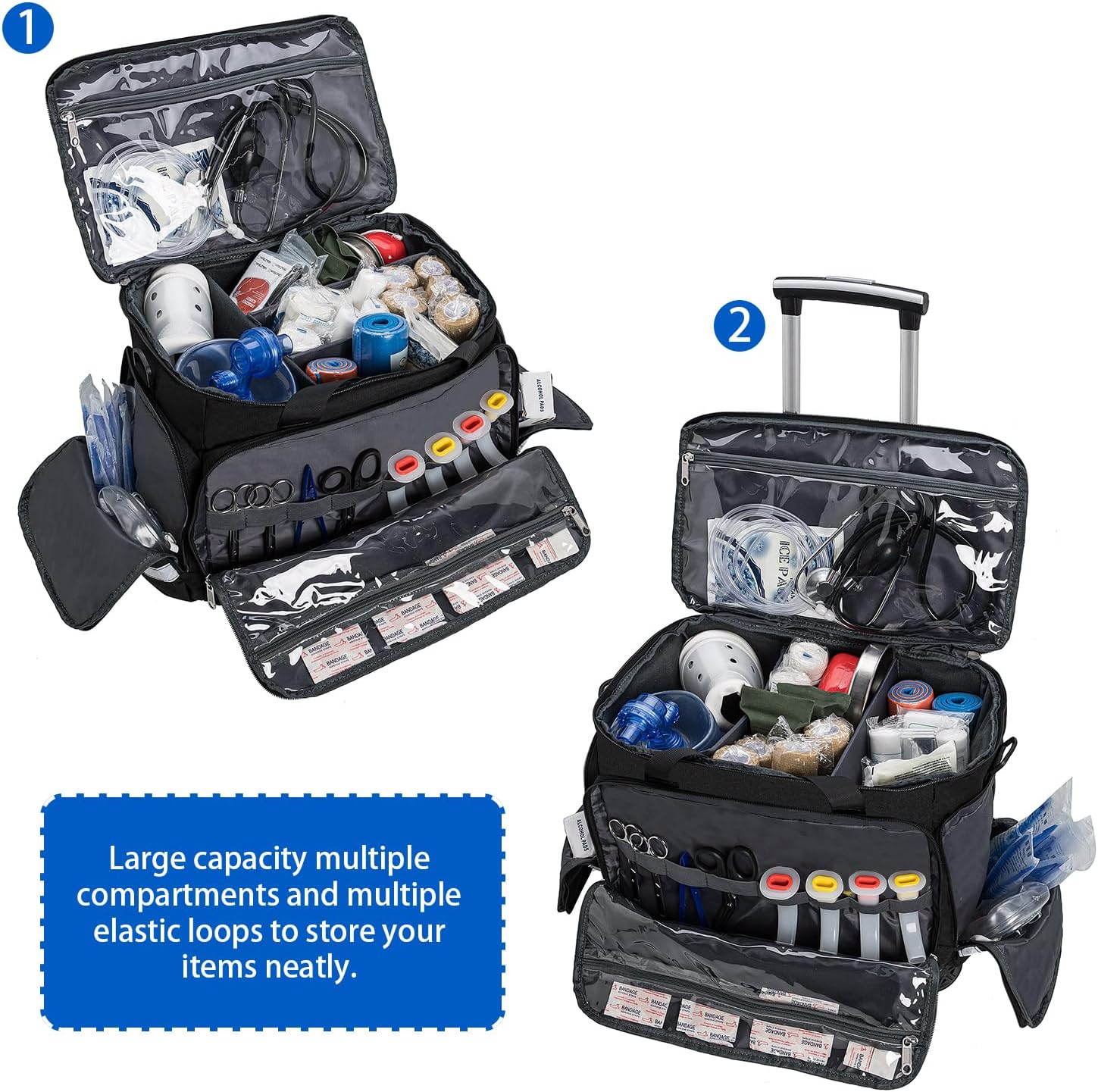 Medical Bag Rolling Roller Bag Trolley Duffel Nurses EMT CNA RN Empty for First Aid Responder Home Health Care Nursing Student Roll Duffle Bag Carry on Wheels Wheeled Work Physicians Doctor