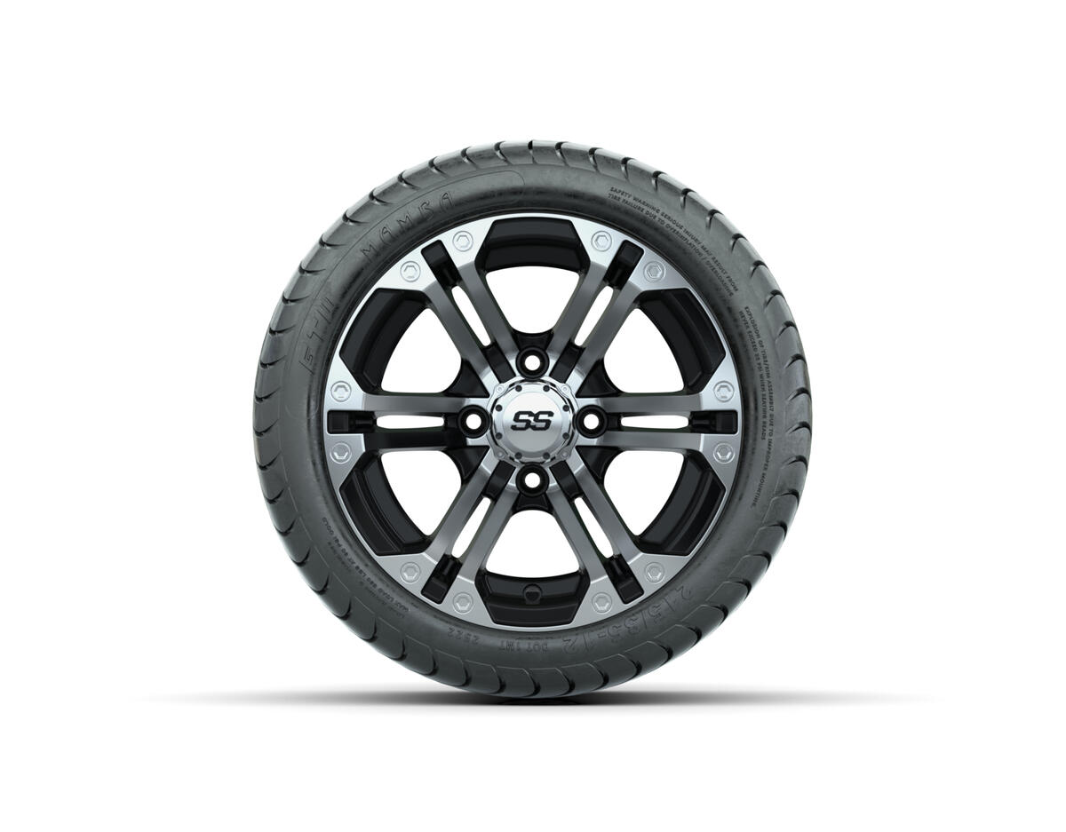 12” GTW Specter Black and Machined Wheels with 18” Mamba DOT Street Tires – Set of 4