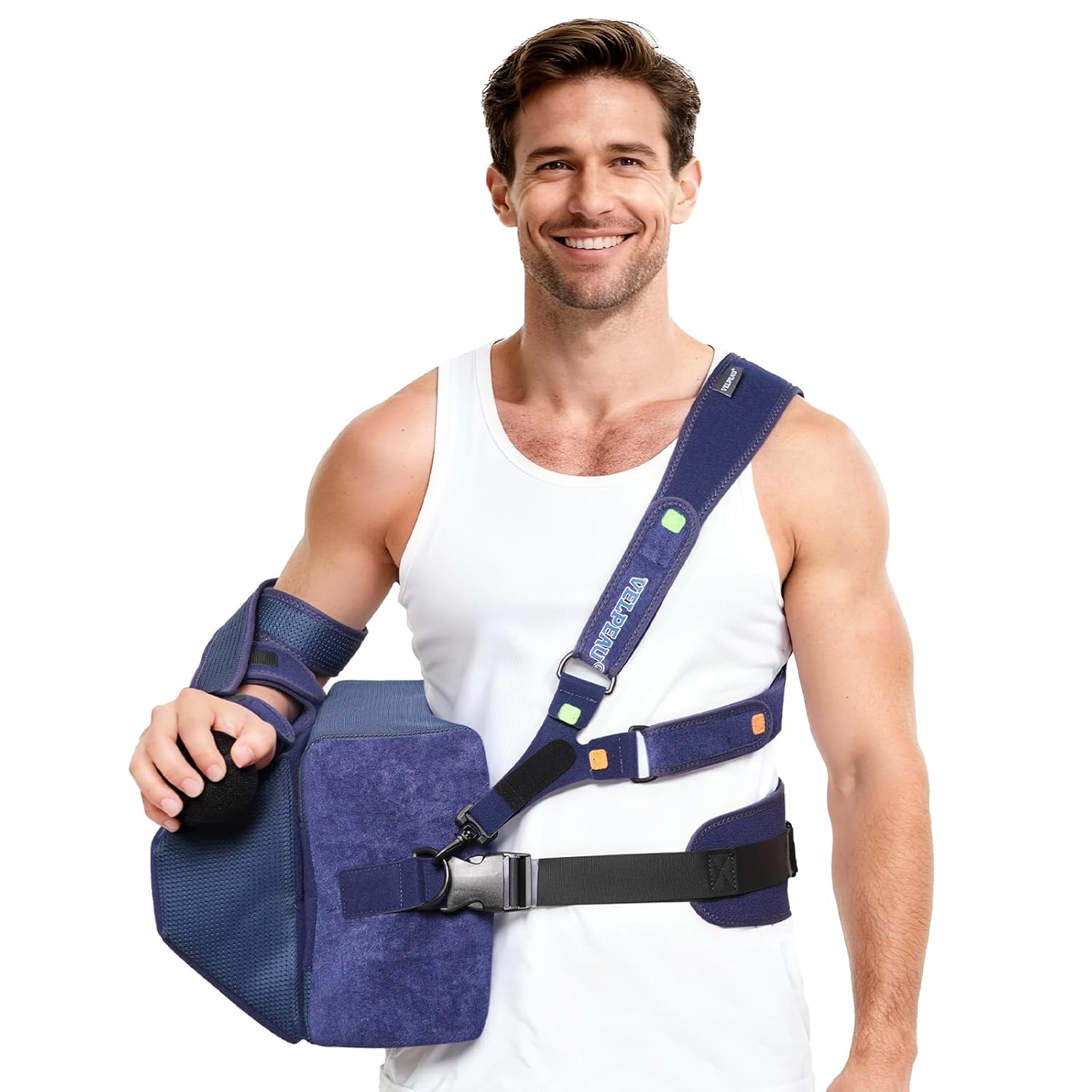 Velpeau Shoulder Abduction Sling with Two Removable Pillows, Shoulder Immobilizer Strap for Sleeping, Rotator Cuff Surgery, Medical Sling for Women & Men, Fits Left & Right Arm (Left Hand-X-Large)