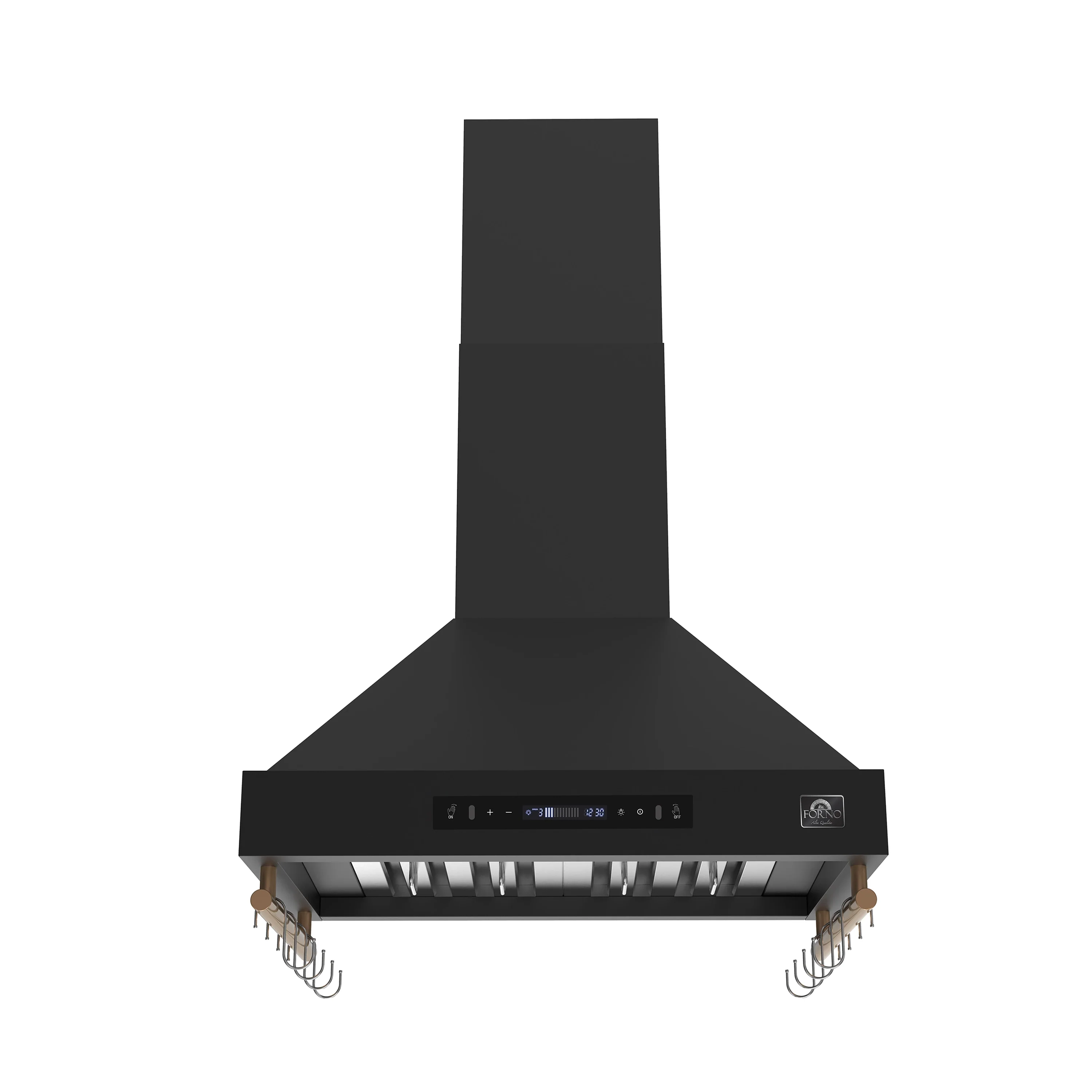 Forno Venezia 30-Inch Wall-Mounted Range Hood in Black with Antique Brass Trim (FRHWM5503-30BLK)