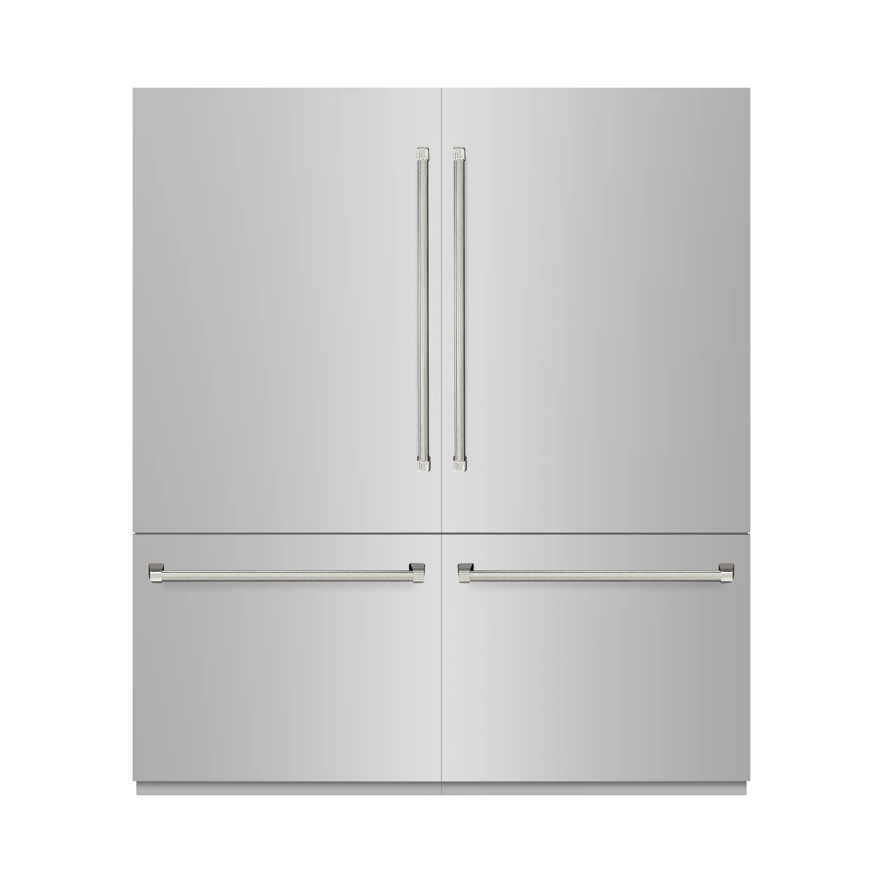 ZLINE Autograph 72-Inch Built-In Refrigerator w/ Gray Interior and Polished Nickel Helix Handles (GRBITZ-30472KPN)