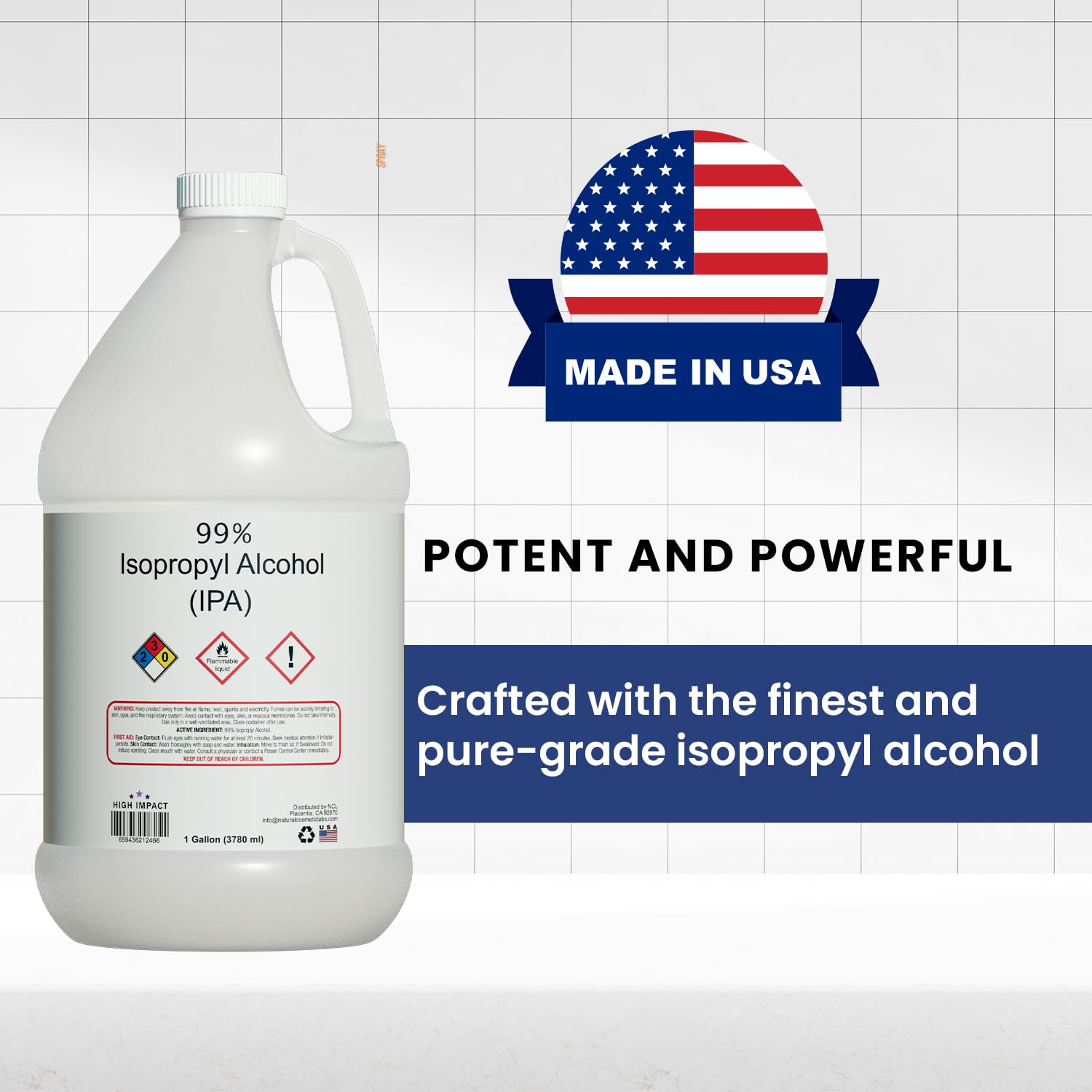 High Impact 99% Isopropyl Alcohol (IPA) Gallon - Made in The USA - Pack of 4-128 fl oz Each