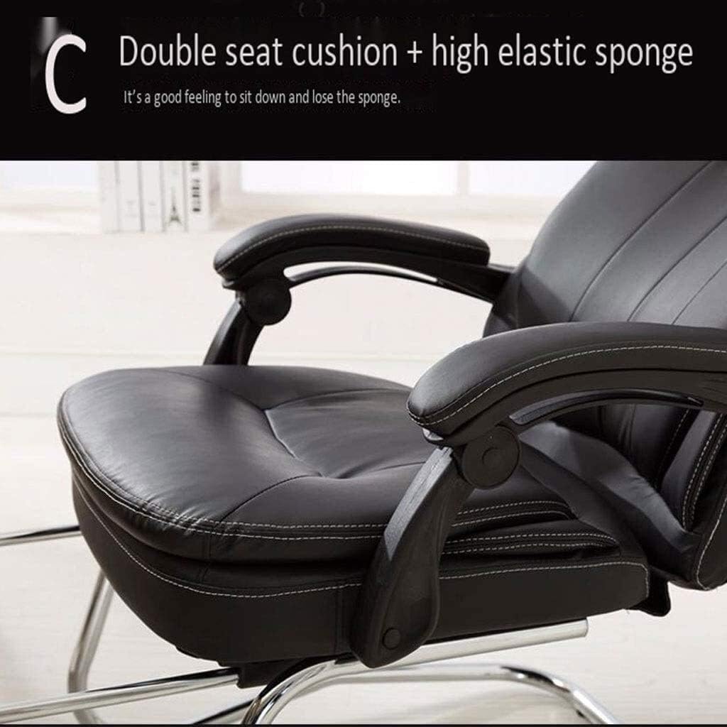 High-Back Leather Executive Swivel Adjustable Swivel Office Desk Chair with Armrests Lumbar Support Desk Ergonomic Chair Chair Reclining Can Sit Computer Chair Home Boss Chair Leather (Black )