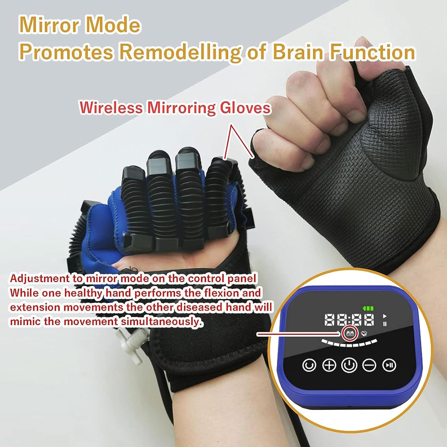 Hand Rehabilitation Robot Gloves, Model Self Training Finger Rehabilitation Device, Functional Hand Stroke Recovery Equipment for Hand Dysfunction Patients(Size:S,Color:Left)