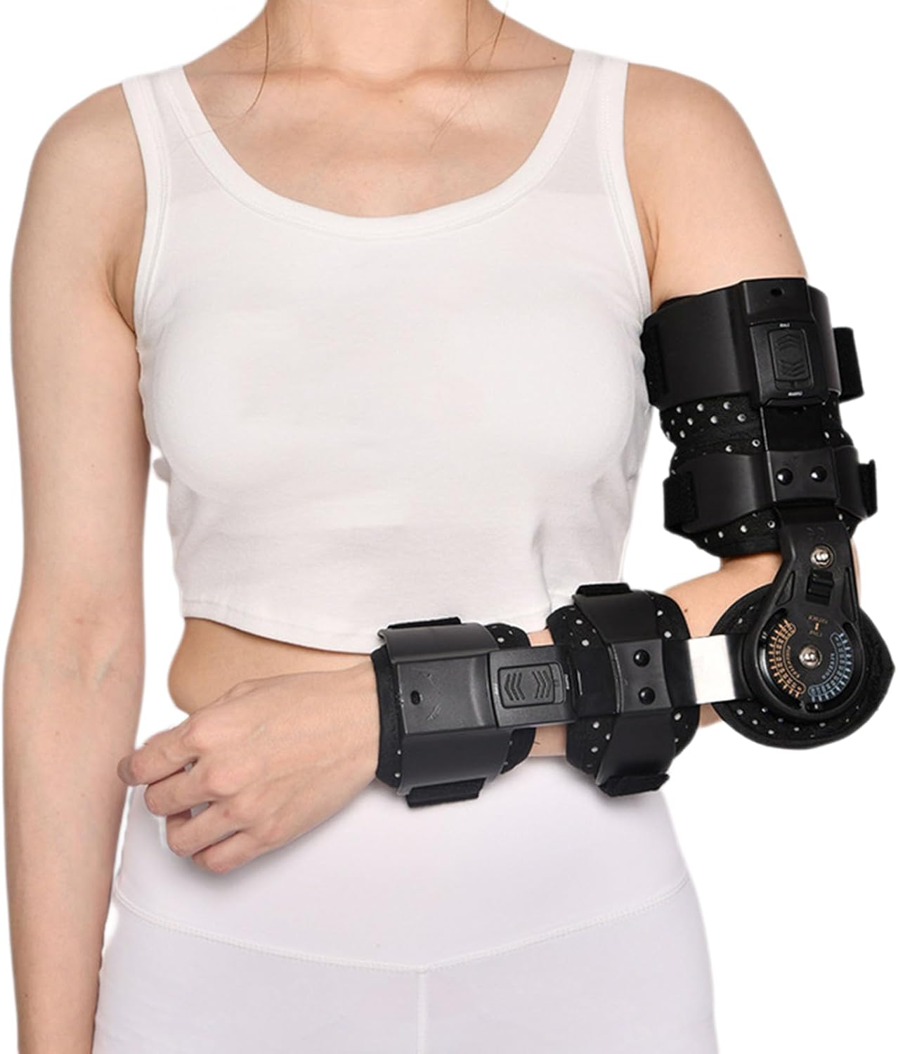 Hinged Elbow Brace Adjustable Telescoping Post Arm Splint with Sling Stabilizer Adjustable Splint & Shoulder Strap for Arm Injury Recovery Support After Surgery,A Right-A Right