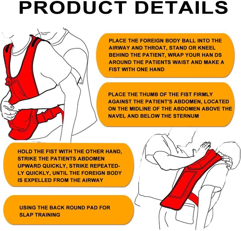 Anti Choking Obstruction Trainer Vest, Airway Obstruction Simulation Training Wearing Vest, Adjustable Shoulder Straps and Waist Belt, for Nurse Blue