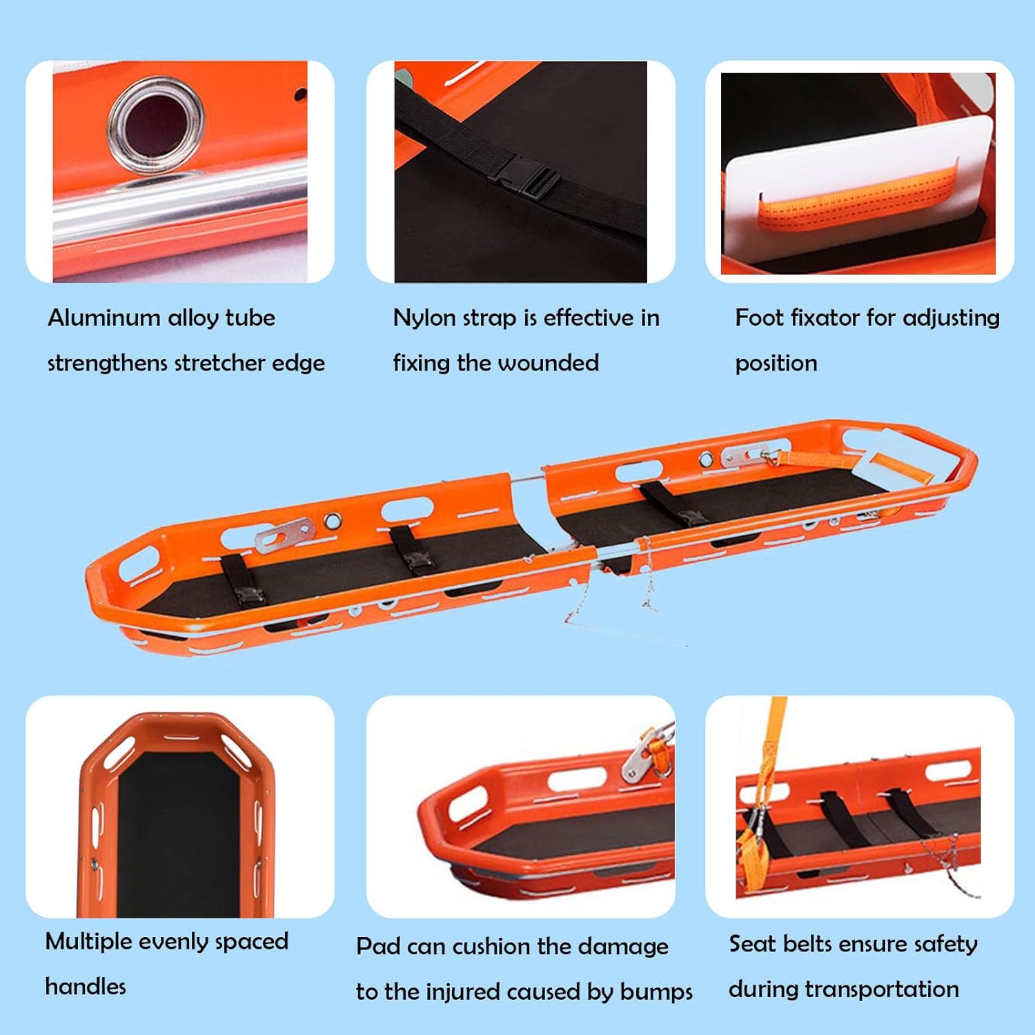 Emergency Air PE Basket Stretcher - Stainless Steel Hanging Stretcher with Accessories for Medical Use