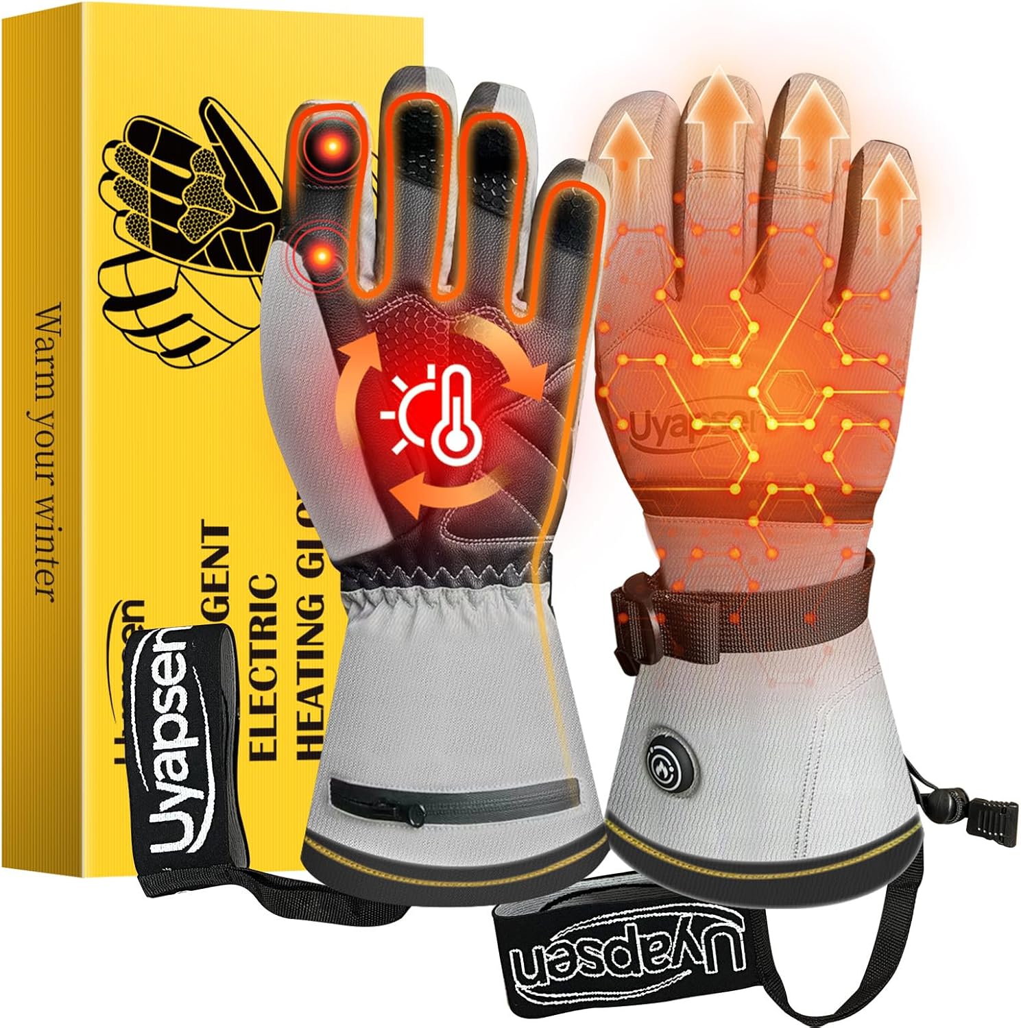 Heated Gloves for Men & Women Rechargeable - 3-Temp Electric Heating Waterproof Winter Gloves with Touchscreen - for Skiing, Motorcycle, Hunting, Work & Outdoor Activities