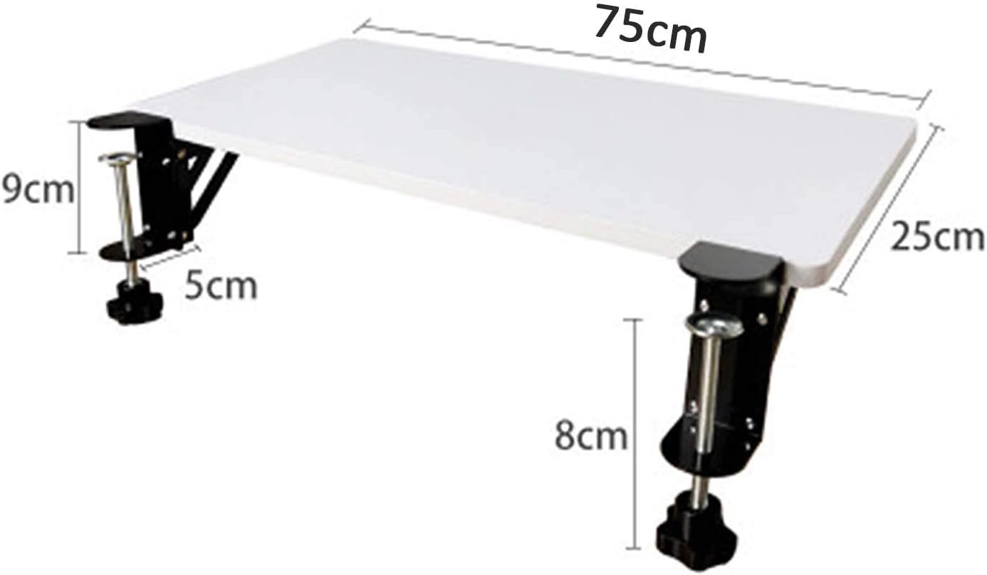 Keyboard Wrist Rest Ergonomic Keyboard Tray Table Extender Solid Wood Mouse Wrist Support Shelf Fold Down Clamp-on Armrest Pad,White-75cm