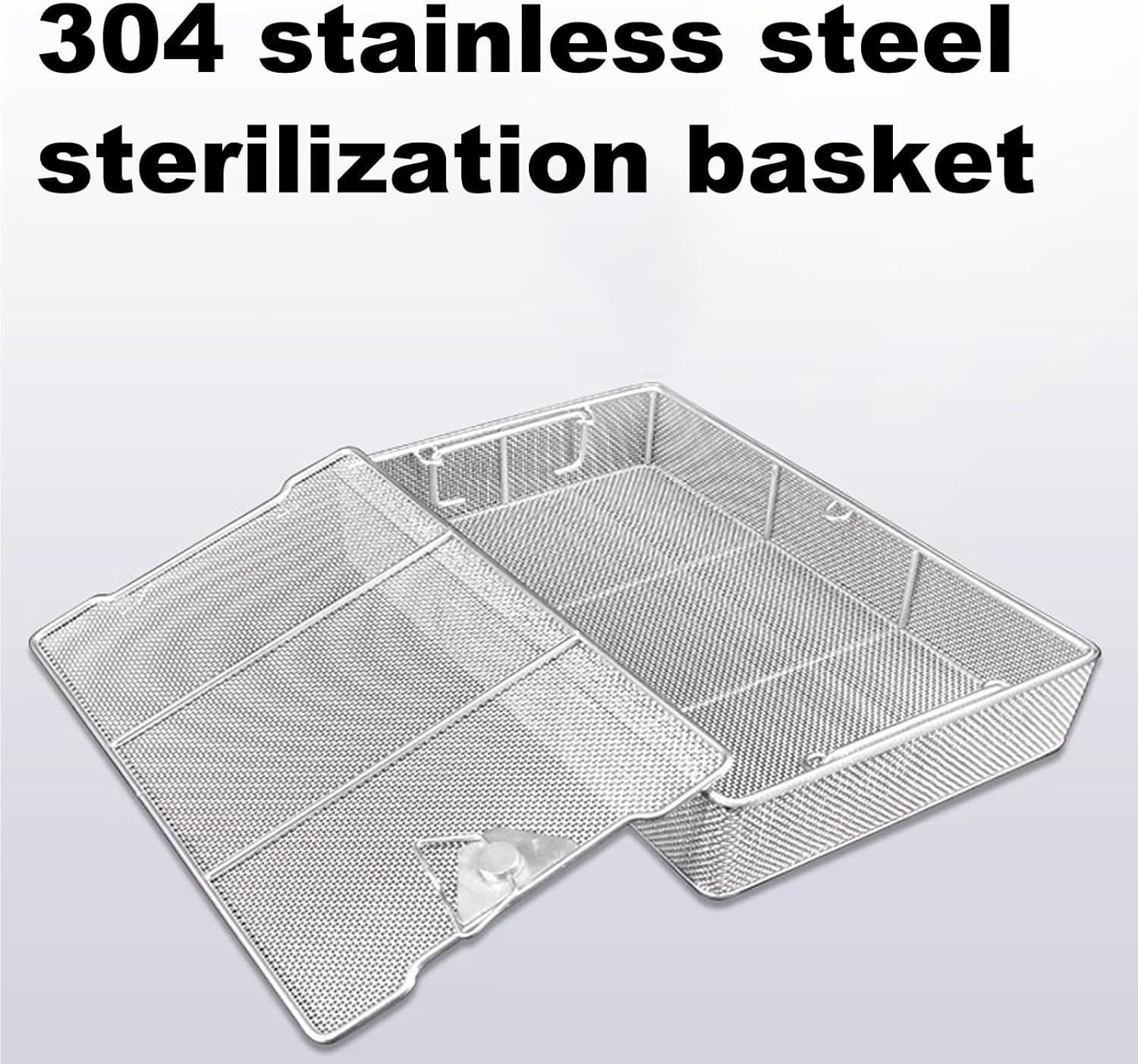 304 Stainless Steel Separate Lid Surgical Instrument Sterilization Basket, 0.16 Inch Mesh for Surgical Medical Dental Instruments(19.7in*11.8in*2.8in)