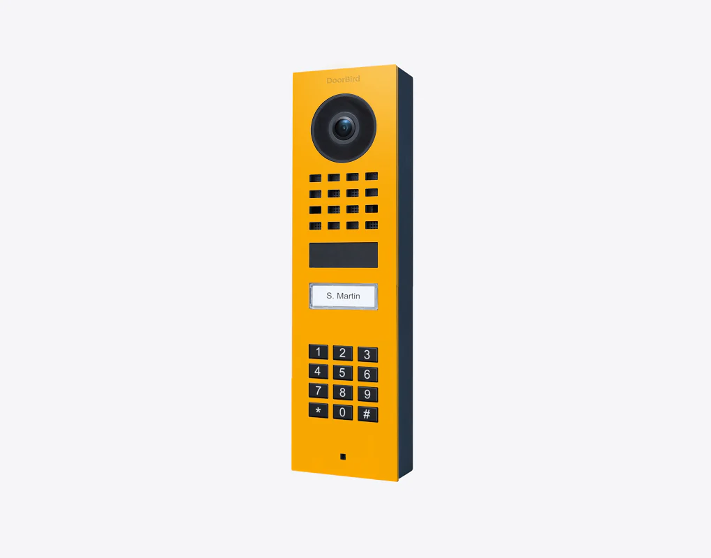 DoorBird D1101KV Surface-Mount IP Video Door Station, 1 Call Button in Signal Yellow, RAL 1003