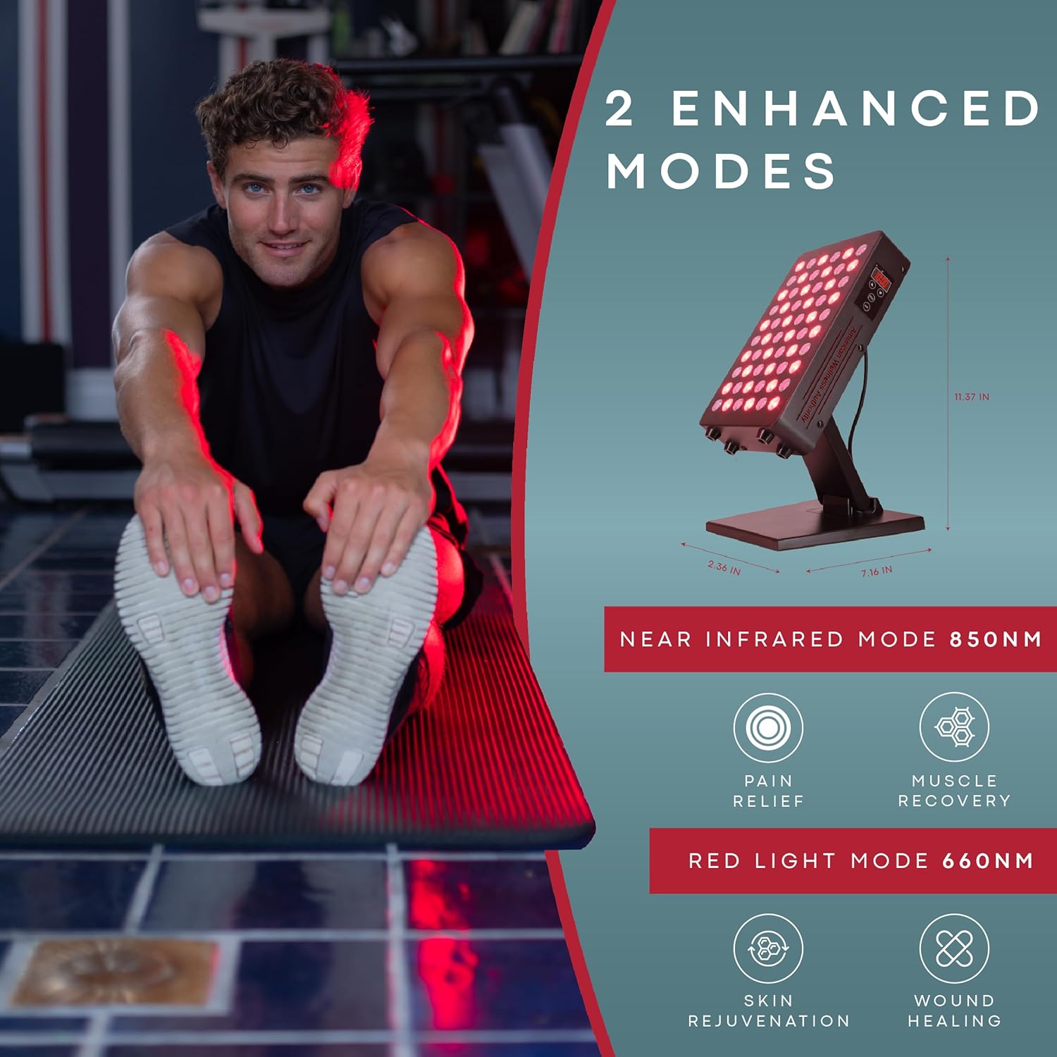 Red Light Therapy for Body & Face - FSA Eligible - 660nm & 850nm Infrared Red Light Therapy Panel for Skin, Muscles & Recovery – Full-Body LED Light Therapy Device with Stand