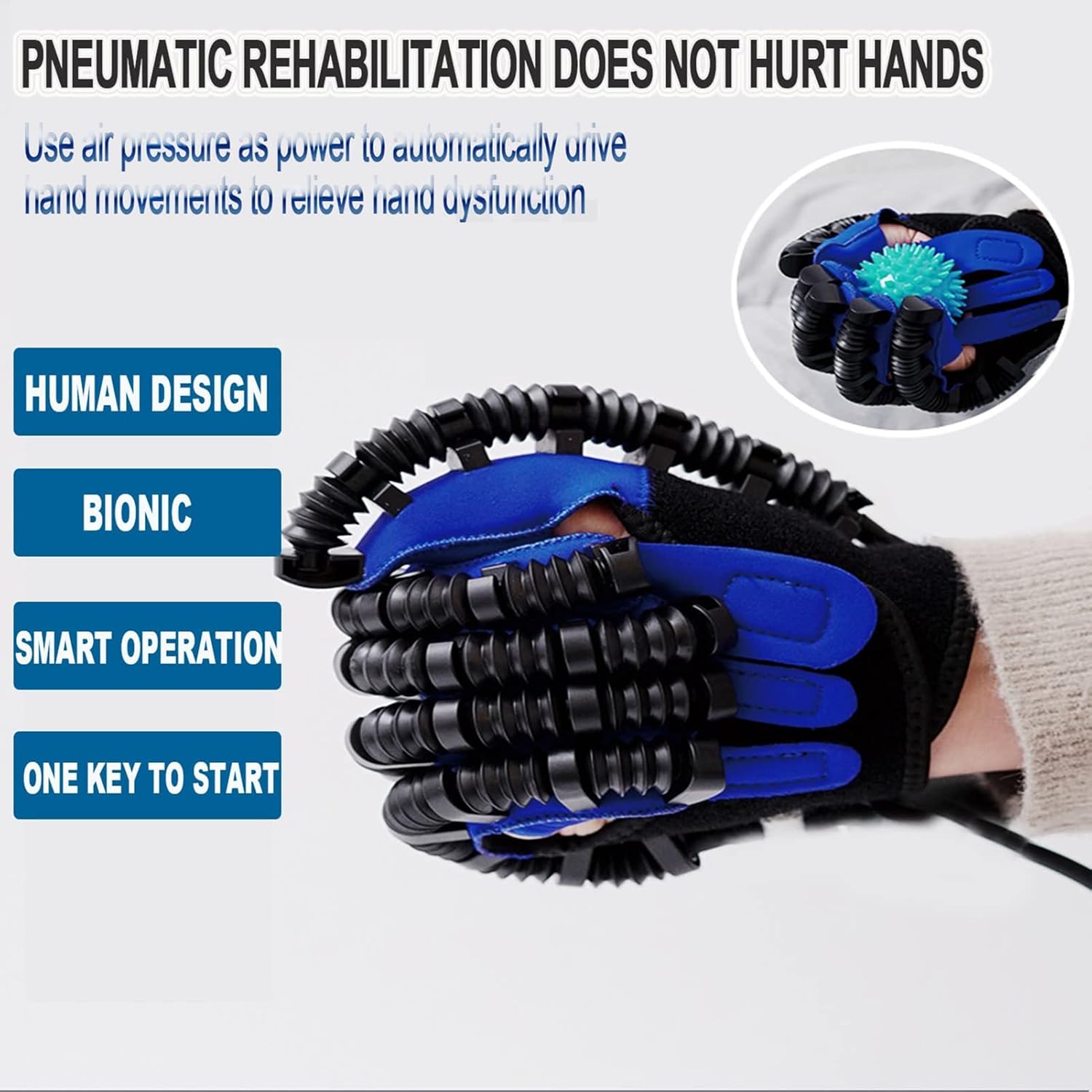 Rehabilitation Robot Gloves Finger Training Stroke Hand Splint Arthritis Stroke Hemiplegia Patient Finger Hand Function Recovery Exercise Equipment(Size:S Code,Color:Left Hand)