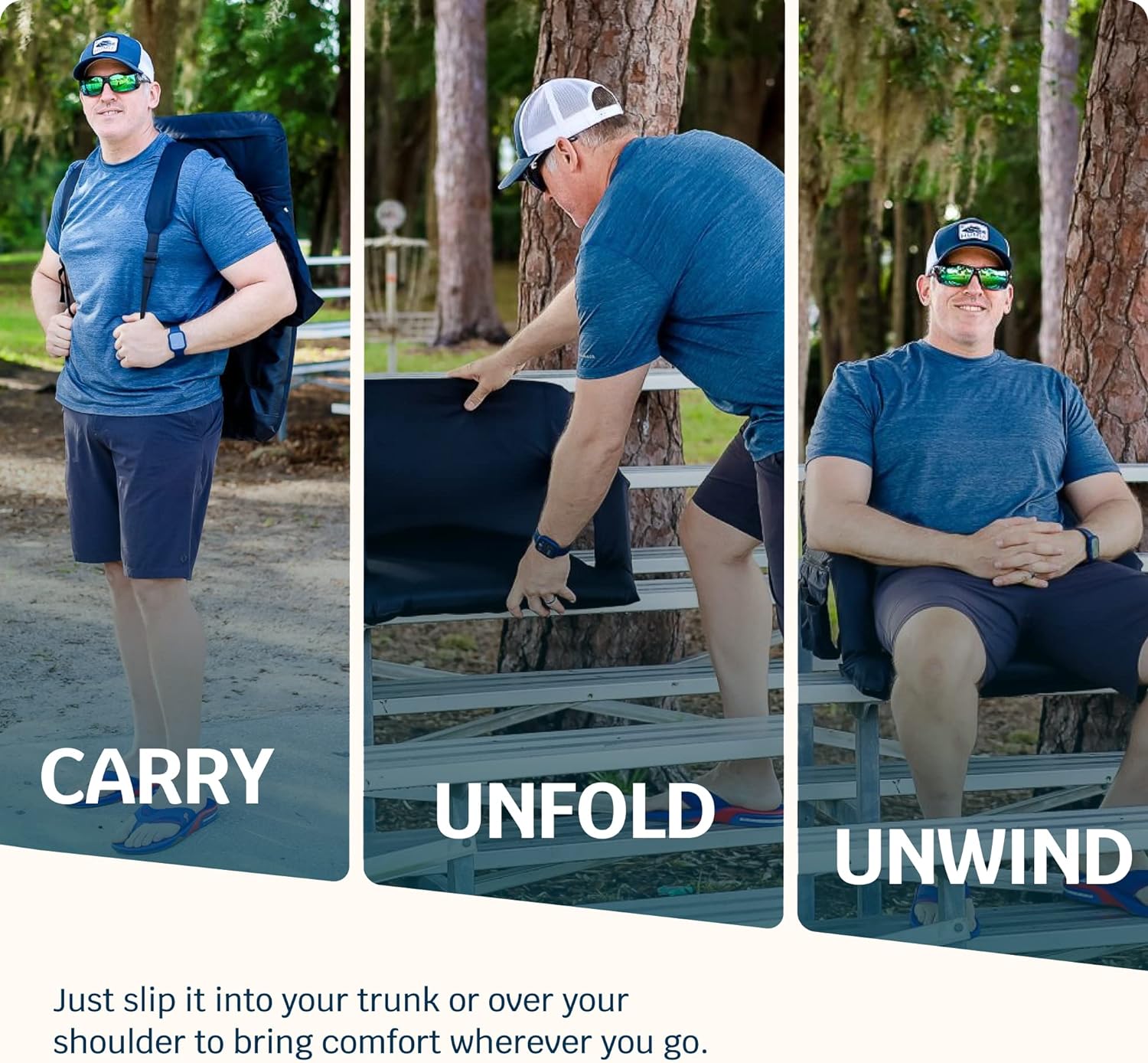 Alpcour Heating Massage Stadium Seat – Deluxe Extra-Wide Reclining Bleacher Chair with Back & Arm Support – Built-in Heater and Massager - Extra Thick, Lightweight & Waterproof (Extra Wide)