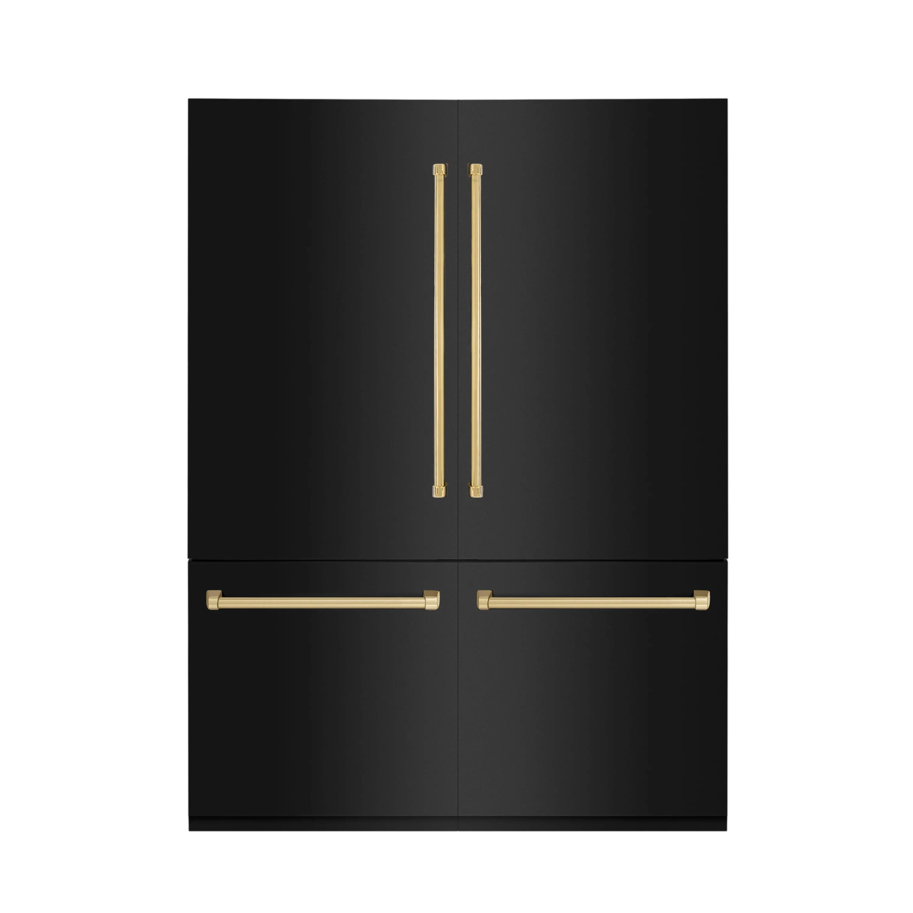 ZLINE 60-Inch Autograph Edition 32.2 cu. ft. Built-in 4-Door French Door Refrigerator with Internal Water and Ice Dispenser in Black Stainless Steel with Gold Accents (RBIVZ-BS-60-G)