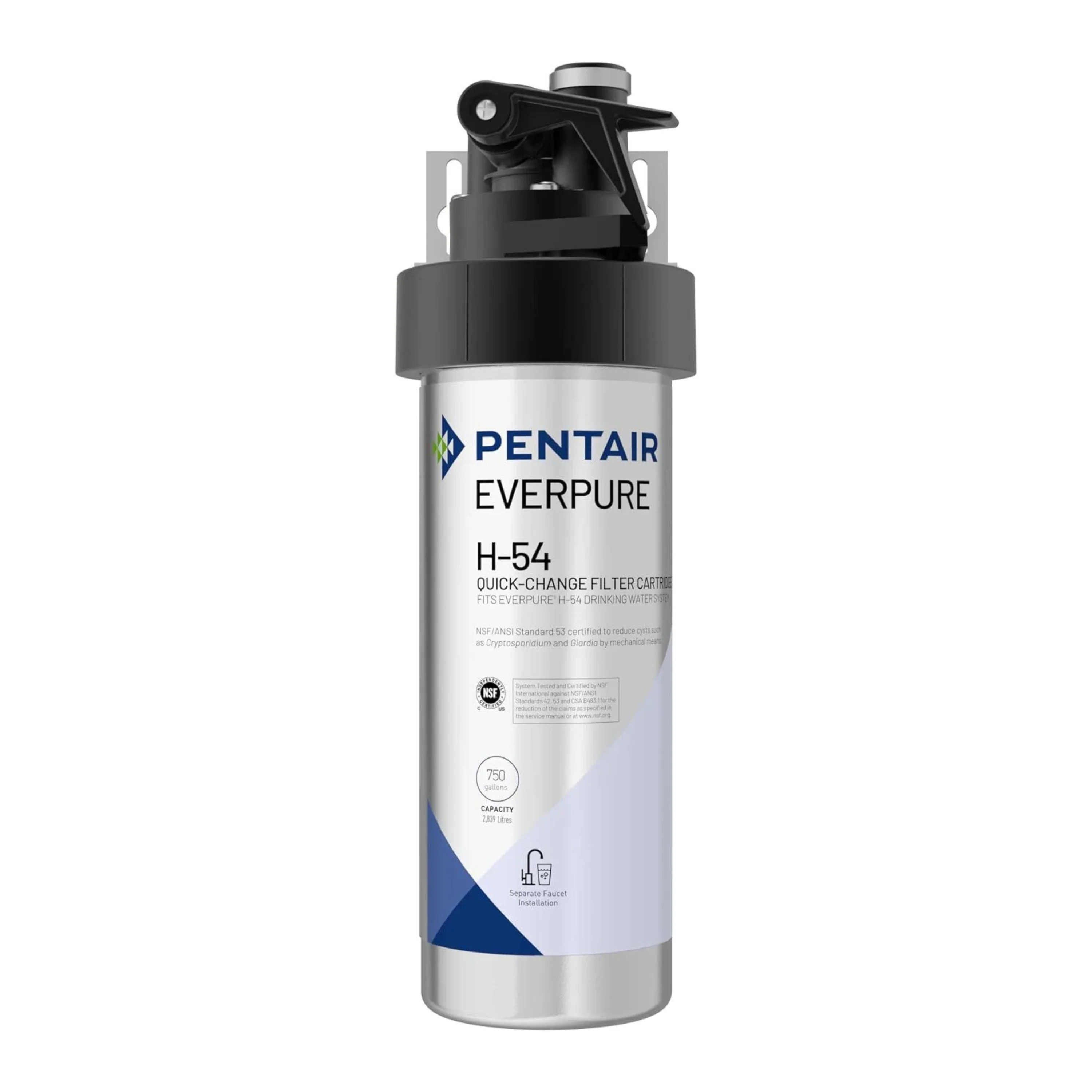 Pentair Everpure H-54 Drinking Water System, Includes Filter Head, Filter Cartridge, All Hardware and Connectors, 750 Gallon Capacity, 0.5 Micron (EV925267)