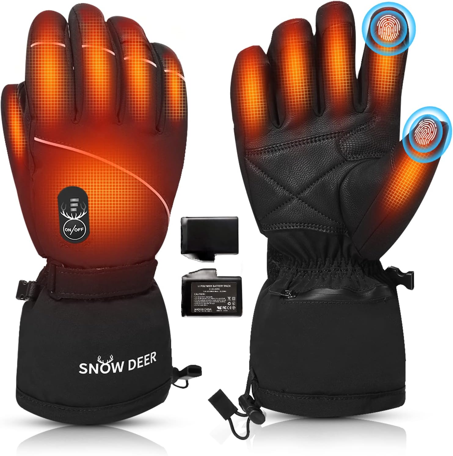 Upgraded Heated Gloves Men Women,Ski Motorcycle Electric Battery Mittens Gloves