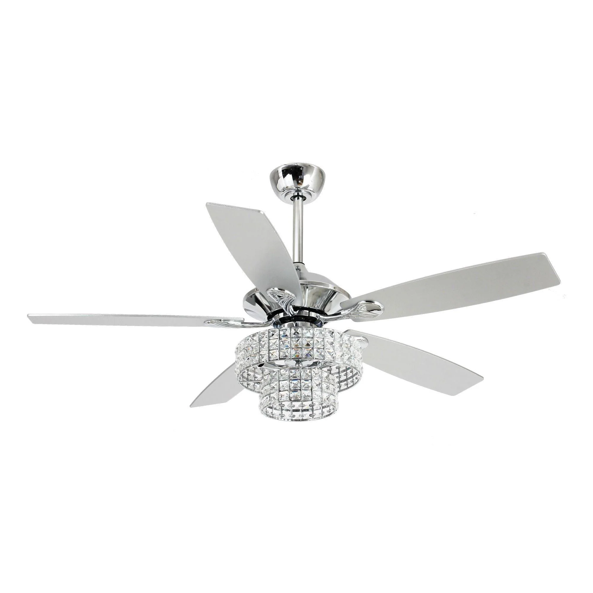 Parrot Uncle 52-Inch Howell Modern Downrod Mount Reversible Crystal Ceiling Fan with Lighting and Remote Control