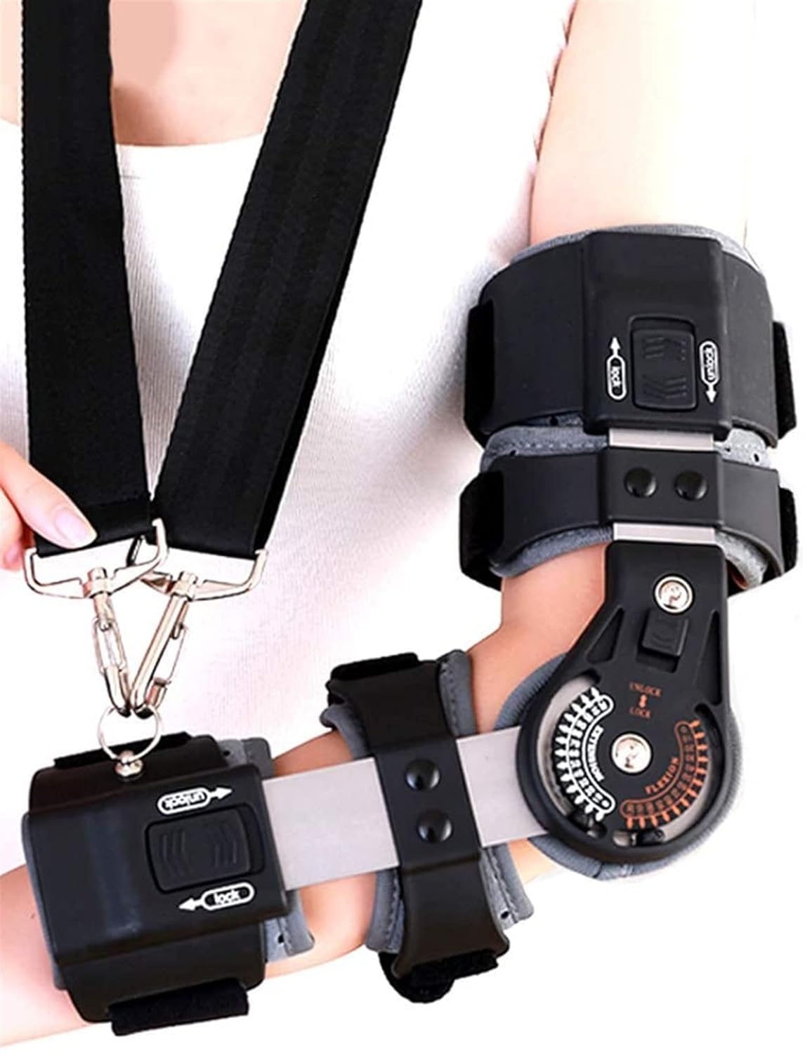 Hinged Elbow Brace Elbow Immobilizer Breathable, Comfortable Material Support For Arthritis, Tendonitis, Reduce Joint Pain,Right
