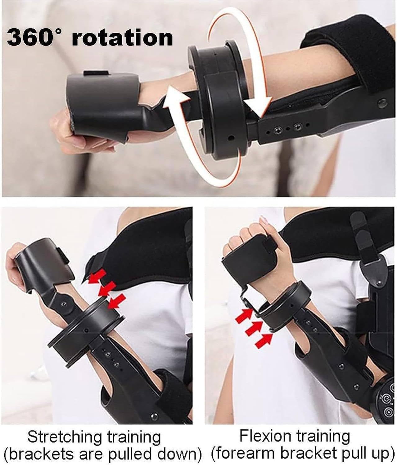 Hinged Elbow Brace Arm Exerciser, Manual Elbow Brace Arm Exerciser, Flexible Support Frame for Wrist Elbow Joint Injuries Recovery, for Stroke Hemiplegia Patients,Left