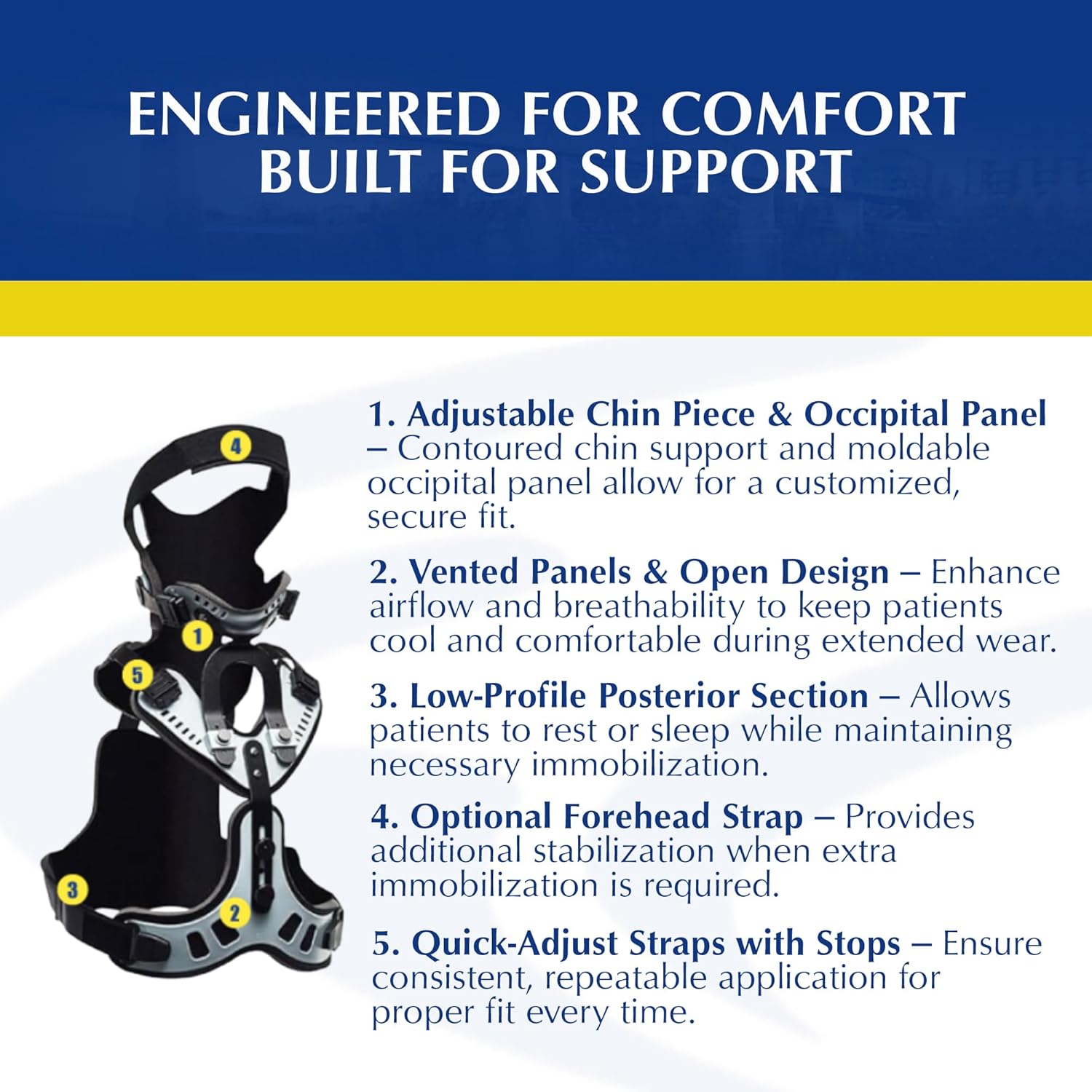 Brace Direct Ottobock Minerva Orthosis Cervical Thoracic Brace - Full Spine Immobilizer for Trauma & Post-Op Recovery L0200 - S/M (Chin-to-Shoulder 2.5-4 in/Neck 11-15 in)