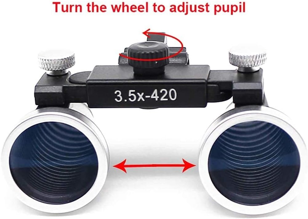 Dental Loupes, Head Mountlighted Magnifying Glasses, 2.5X / 3.5X Medical Dental Loupes Led Magnifying Glasses with Led Head Light Lamp 420Mm Dental Equipment Surgical Dentists Mag