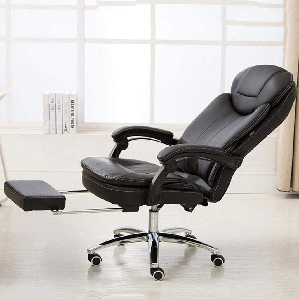 High-Back Leather Executive Swivel Adjustable Swivel Office Desk Chair with Armrests Lumbar Support Desk Ergonomic Chair Chair Reclining Can Sit Computer Chair Home Boss Chair Leather (Black )