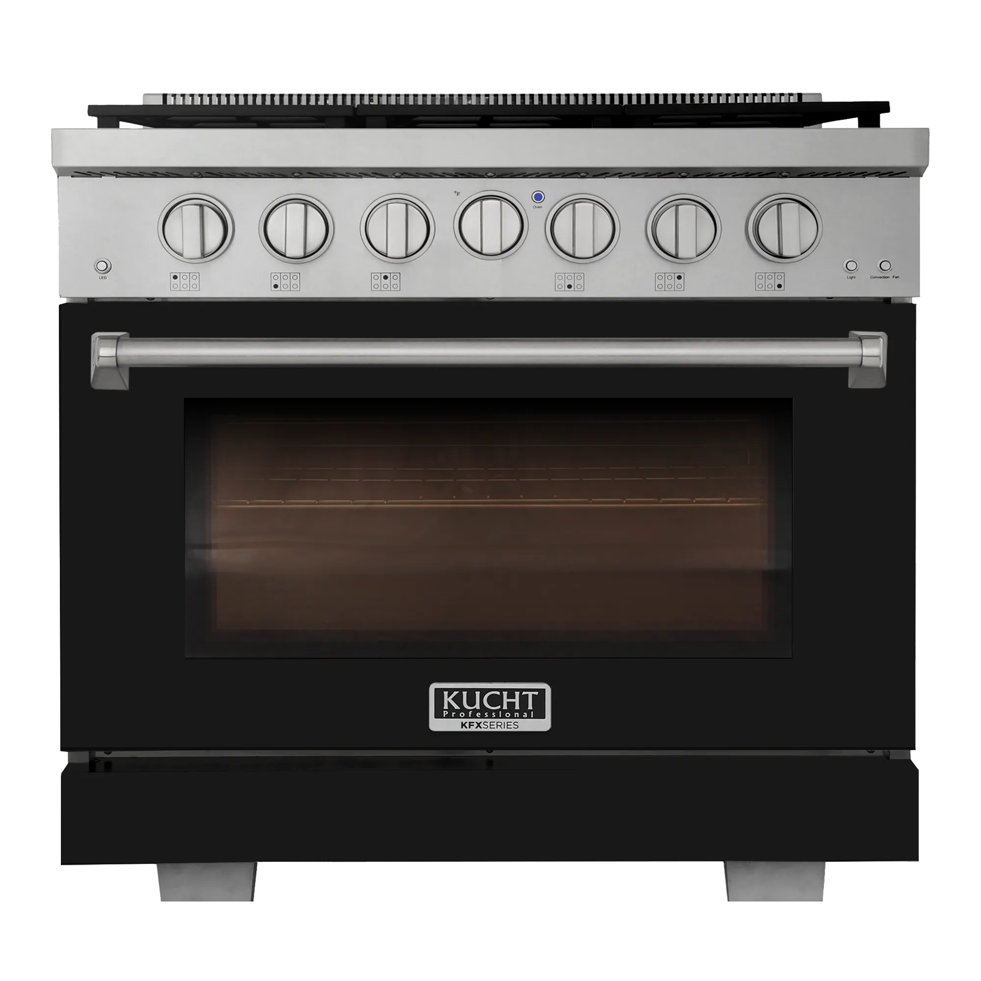 Kucht Professional 36-Inch 5.2 cu. ft. Gas Range in Black with True Simmer Burners (KFX3600X-BK)